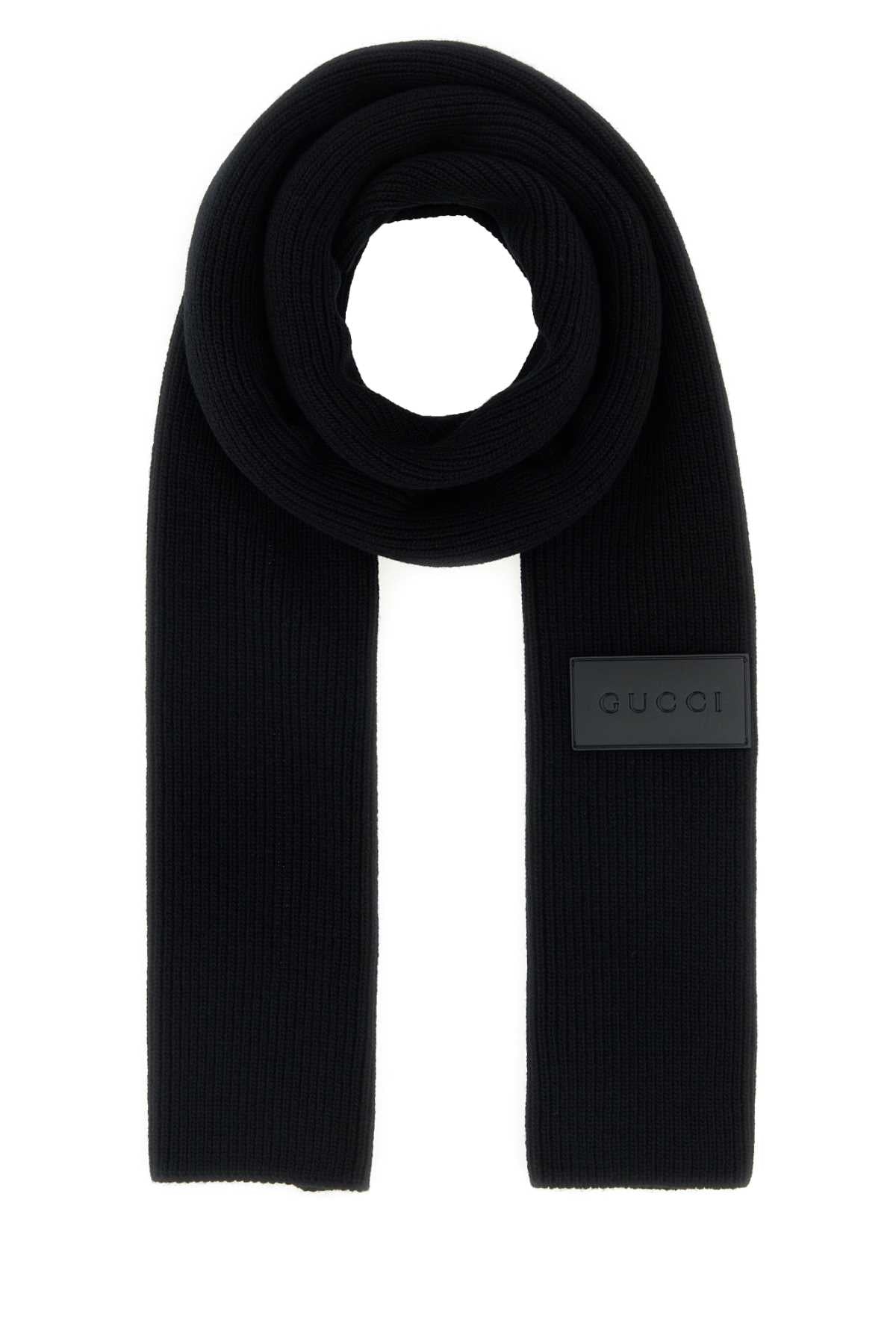 Gucci Men Black Wool Scarf GUCCI