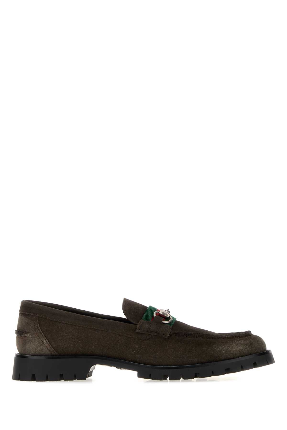 Gucci Men Chocolate Suede Loafers GUCCI