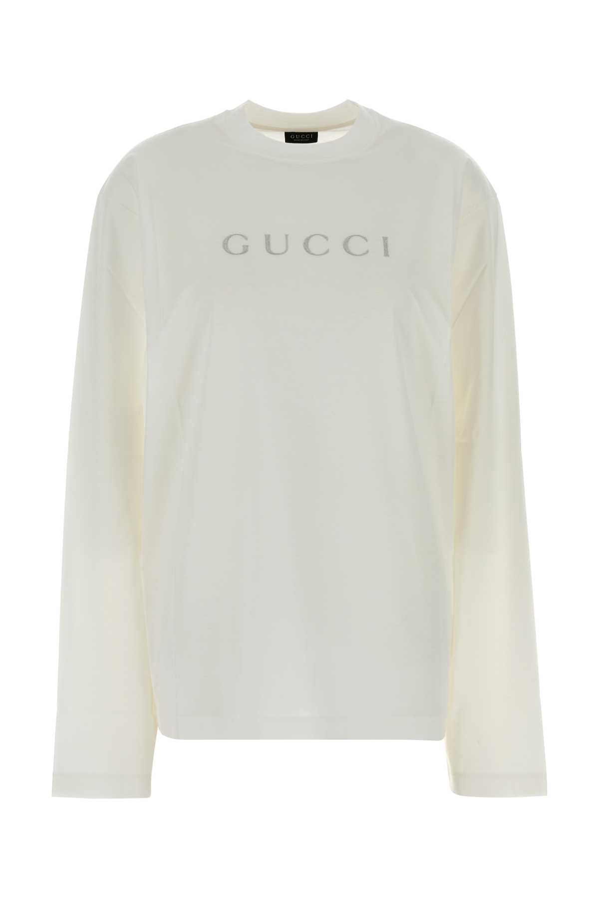 Gucci Women White Cotton Oversize T-Shirt GUCCI