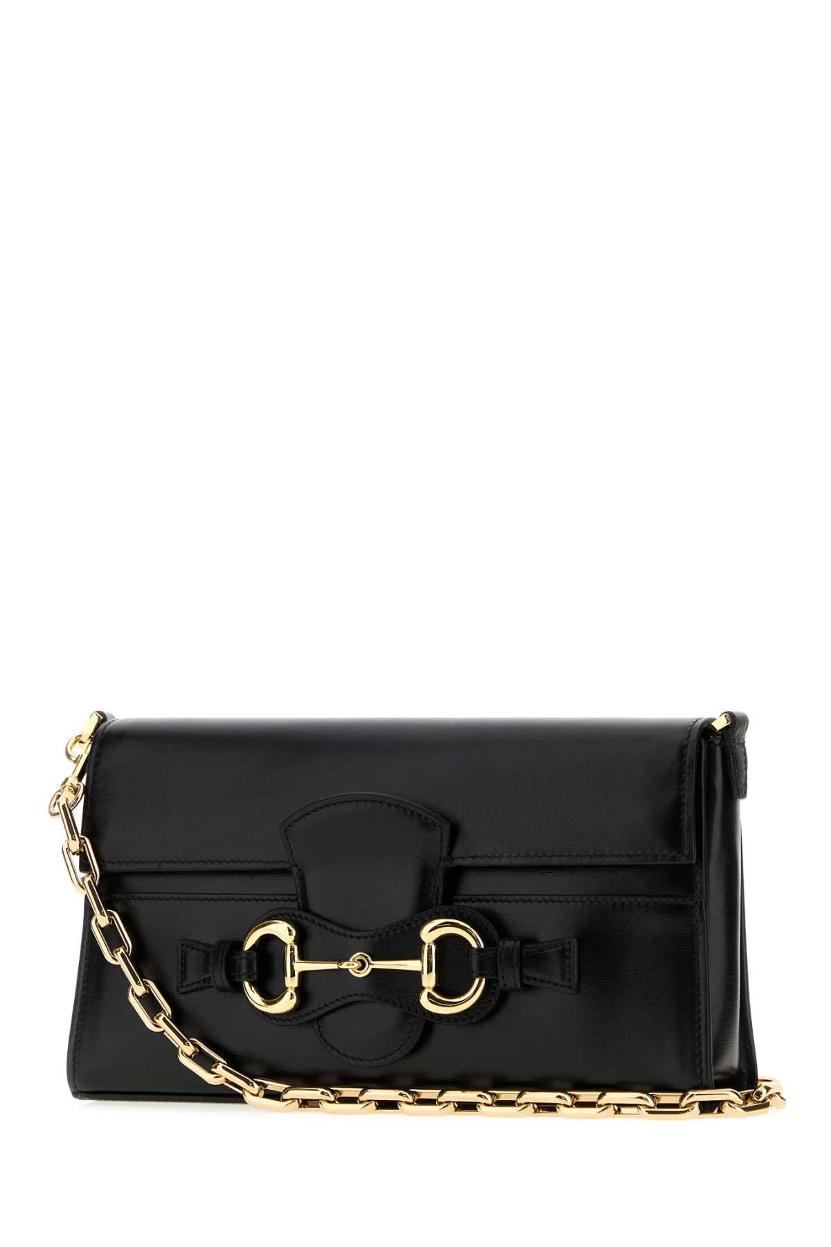 Gucci Women Black Leather Medium Horsebit Ristretto Shoulder Bag GUCCI