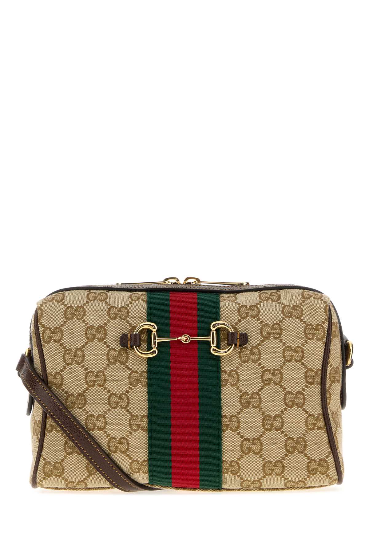 Gucci Women Gg Fabric Small Gucci Horsebit Web Crossbody Bag GUCCI