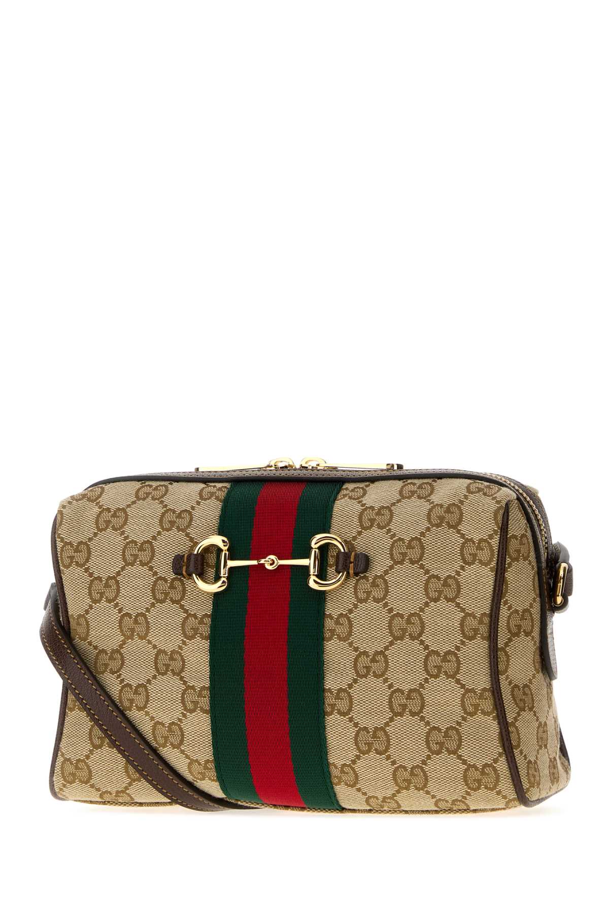 Gucci Women Gg Fabric Small Gucci Horsebit Web Crossbody Bag GUCCI