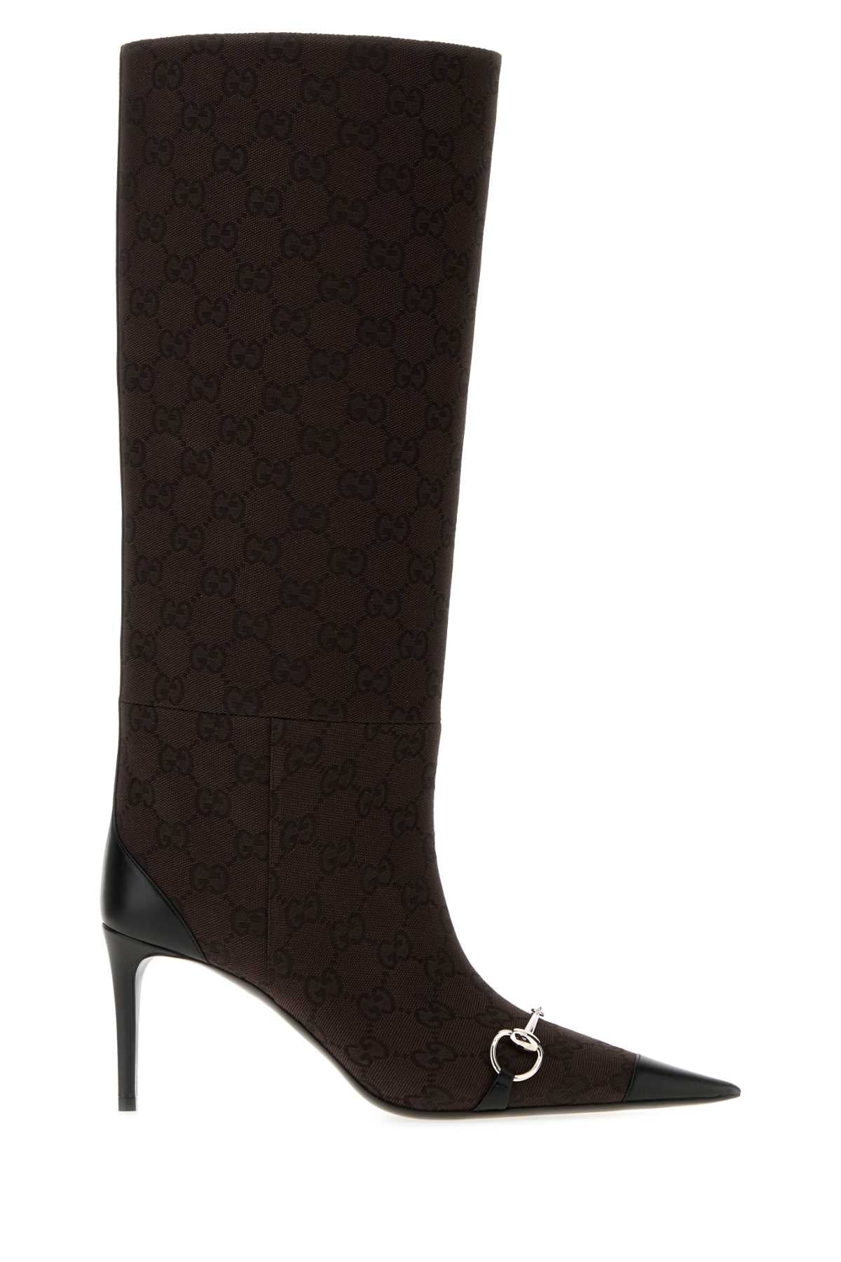 Gucci Women Brown Gg Fabric Boots GUCCI