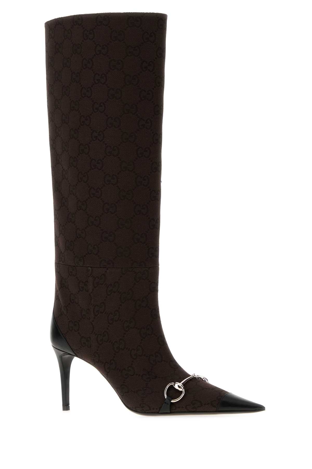 Gucci Women Brown Gg Fabric Boots GUCCI