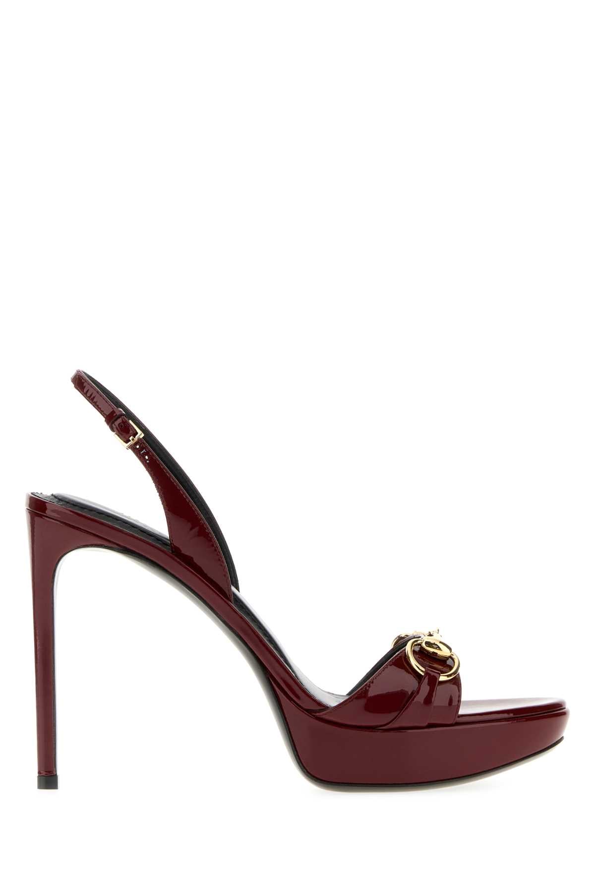 Gucci Women Burgundy Leather Donna Sandals GUCCI