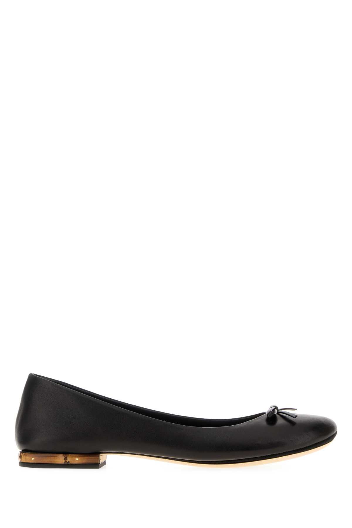 Gucci Women Black Nappa Leather Ballerinas GUCCI