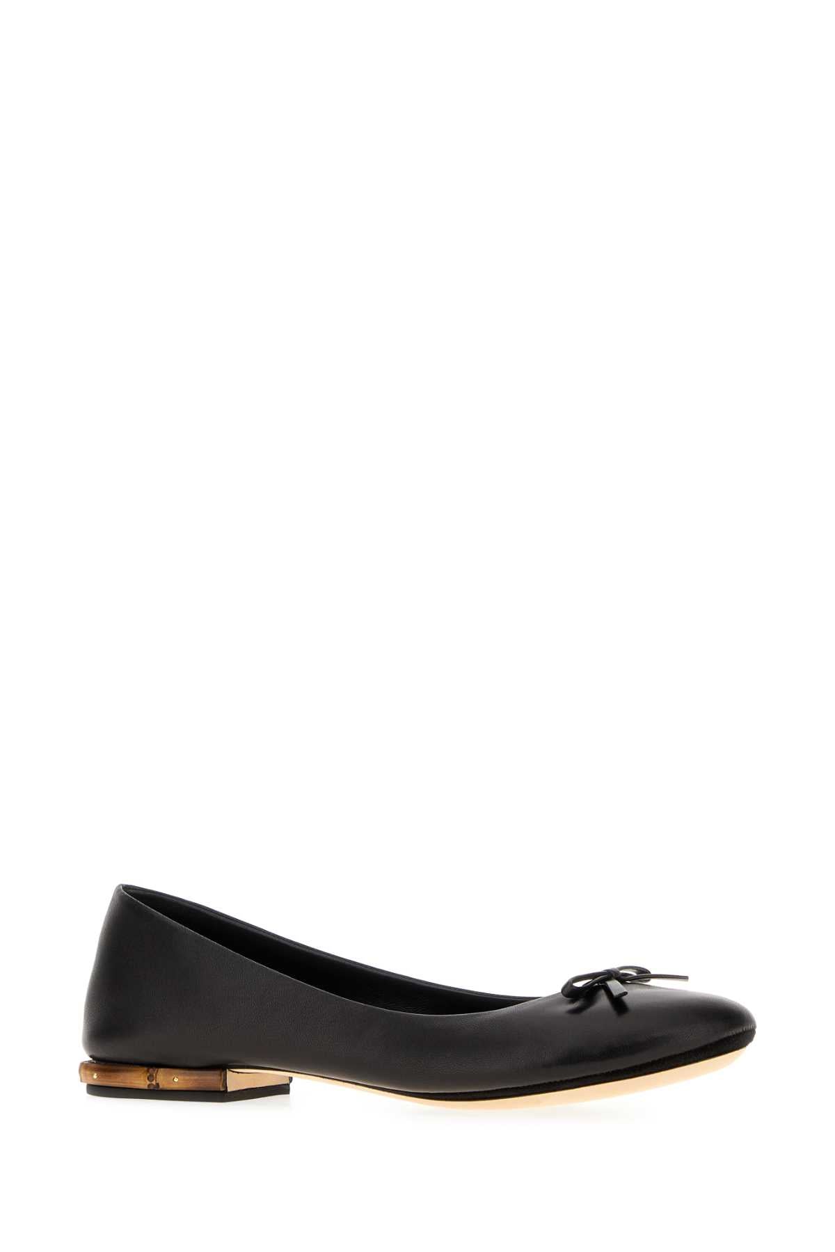 Gucci Women Black Nappa Leather Ballerinas GUCCI