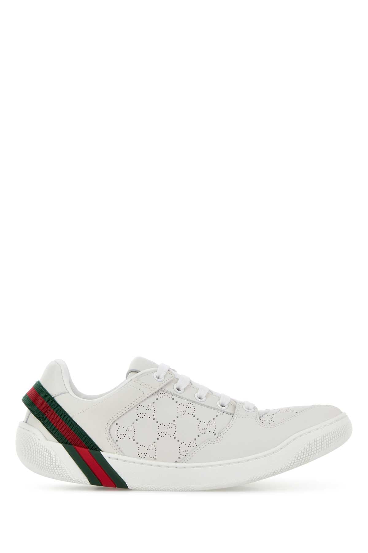 Gucci Women Chalk Leather Screener Sneakers GUCCI