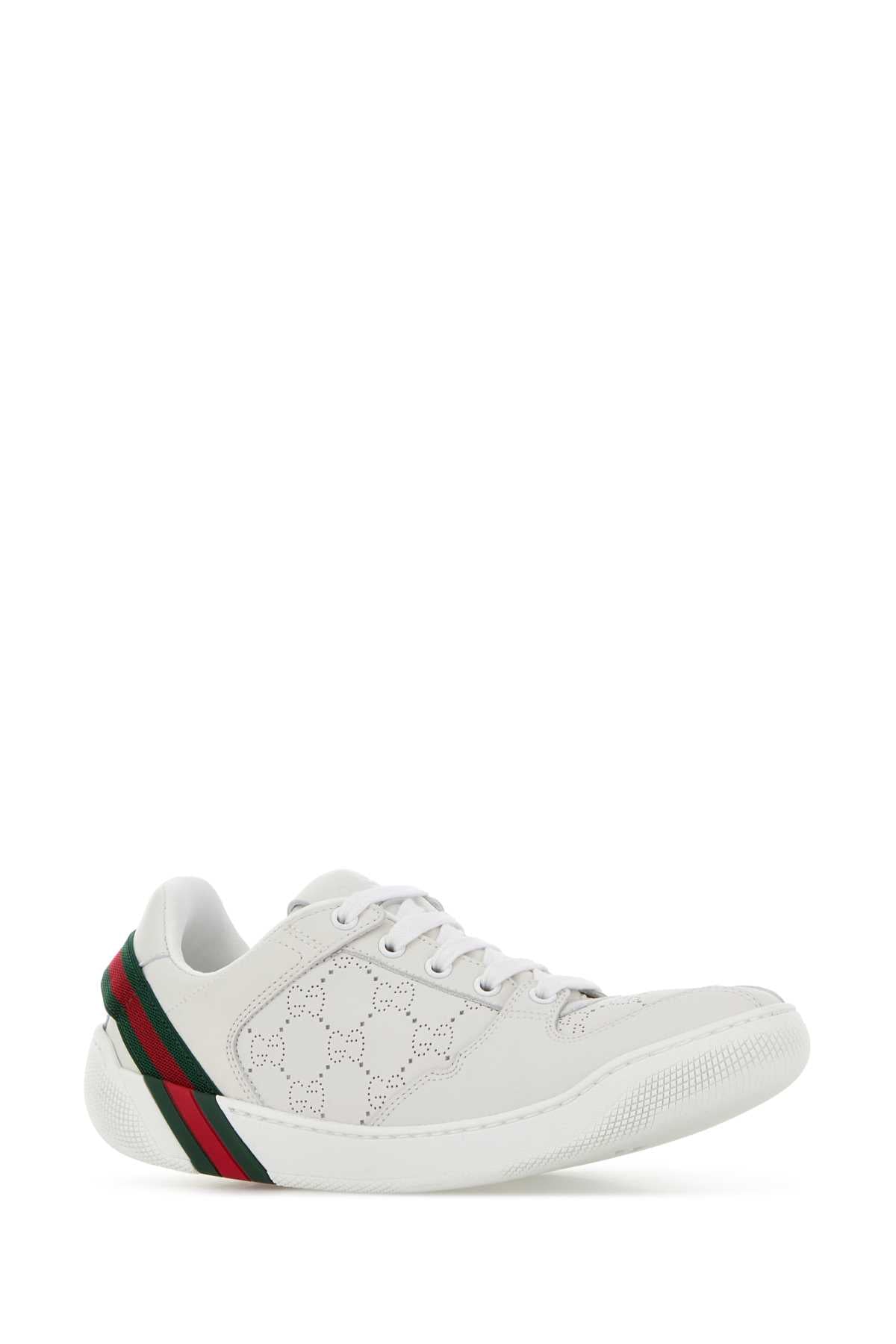 Gucci Women Chalk Leather Screener Sneakers GUCCI