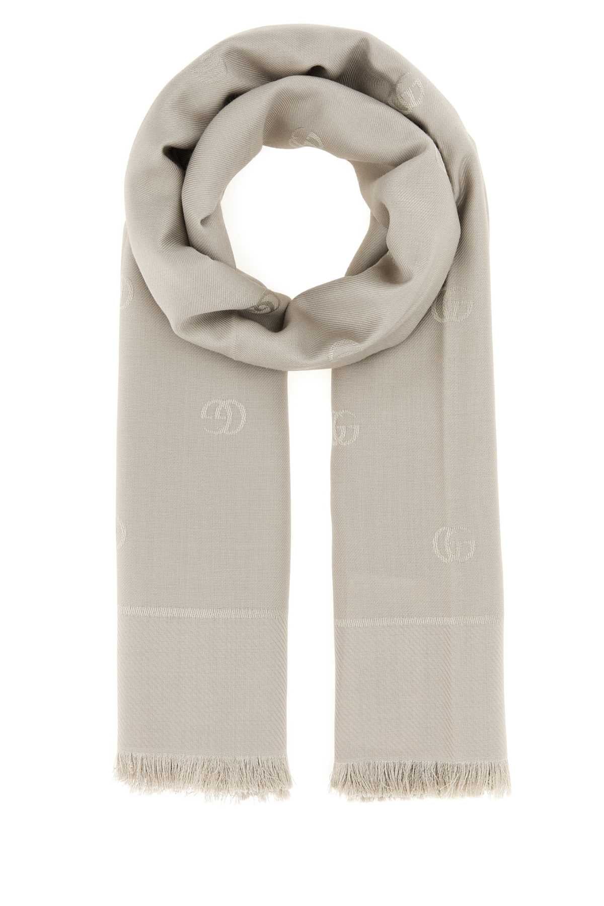 Gucci Women Dove Grey Silk Blend Scarf GUCCI