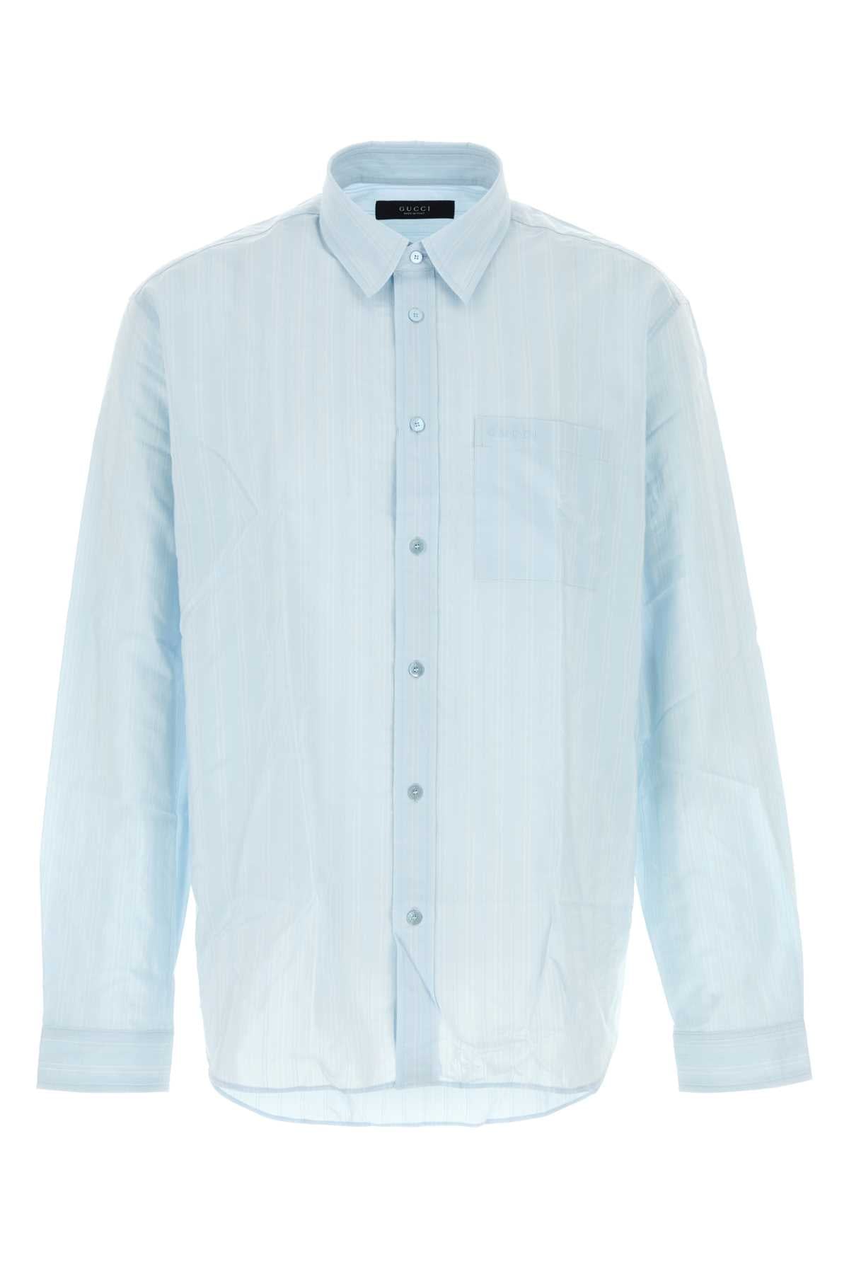 Gucci Men Light Blue Cupro Blend Shirt GUCCI