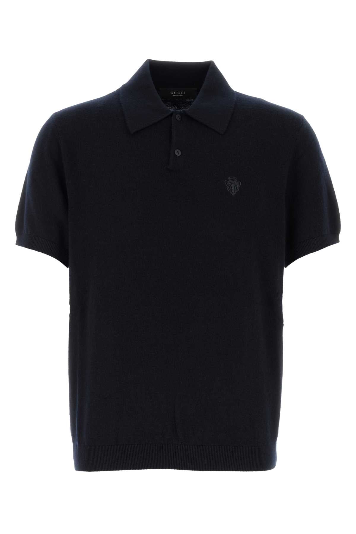 Gucci Men Midnight Blue Cashmere Polo Shirt GUCCI