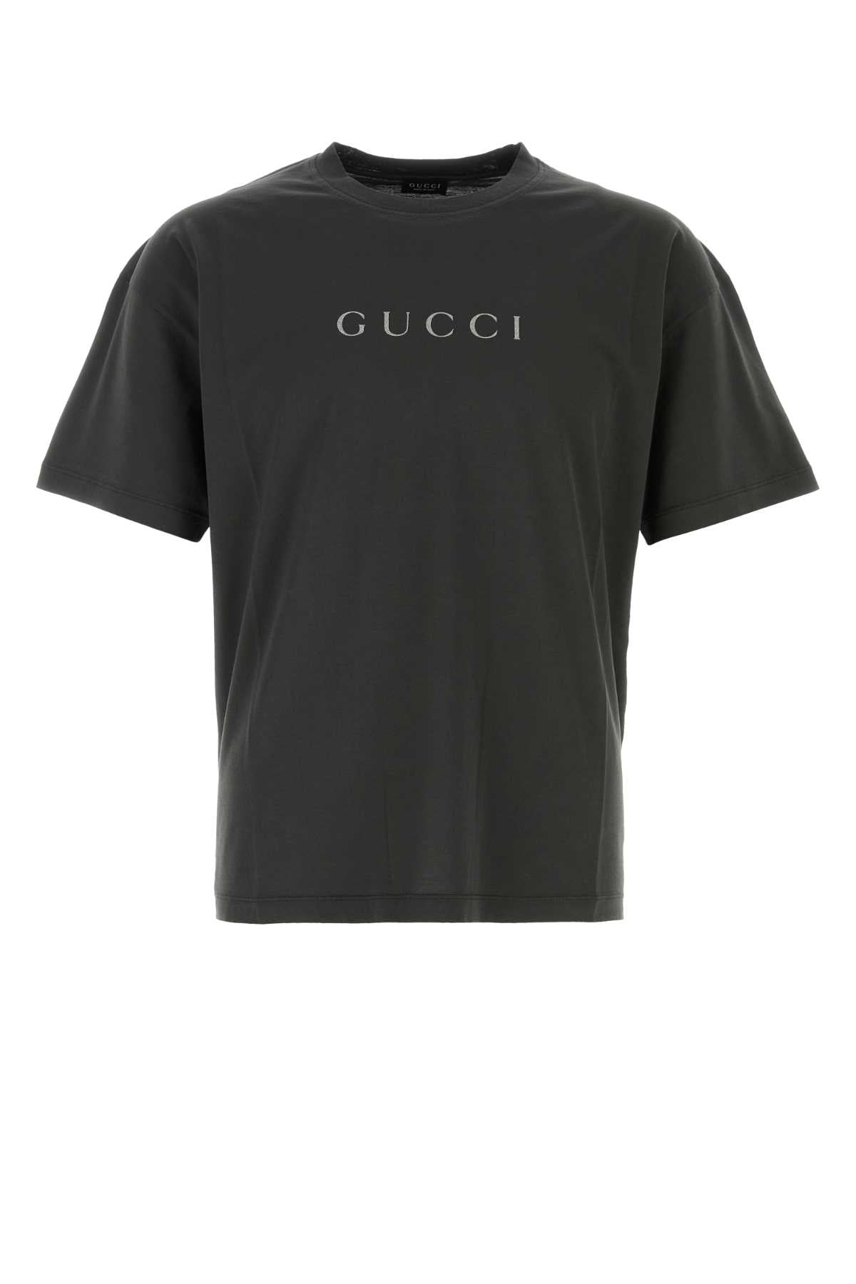 Gucci Men Charcoal Cotton T-Shirt GUCCI