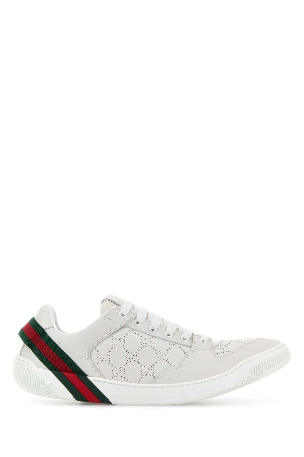 Gucci Men White Leather Screener Sneakers GUCCI