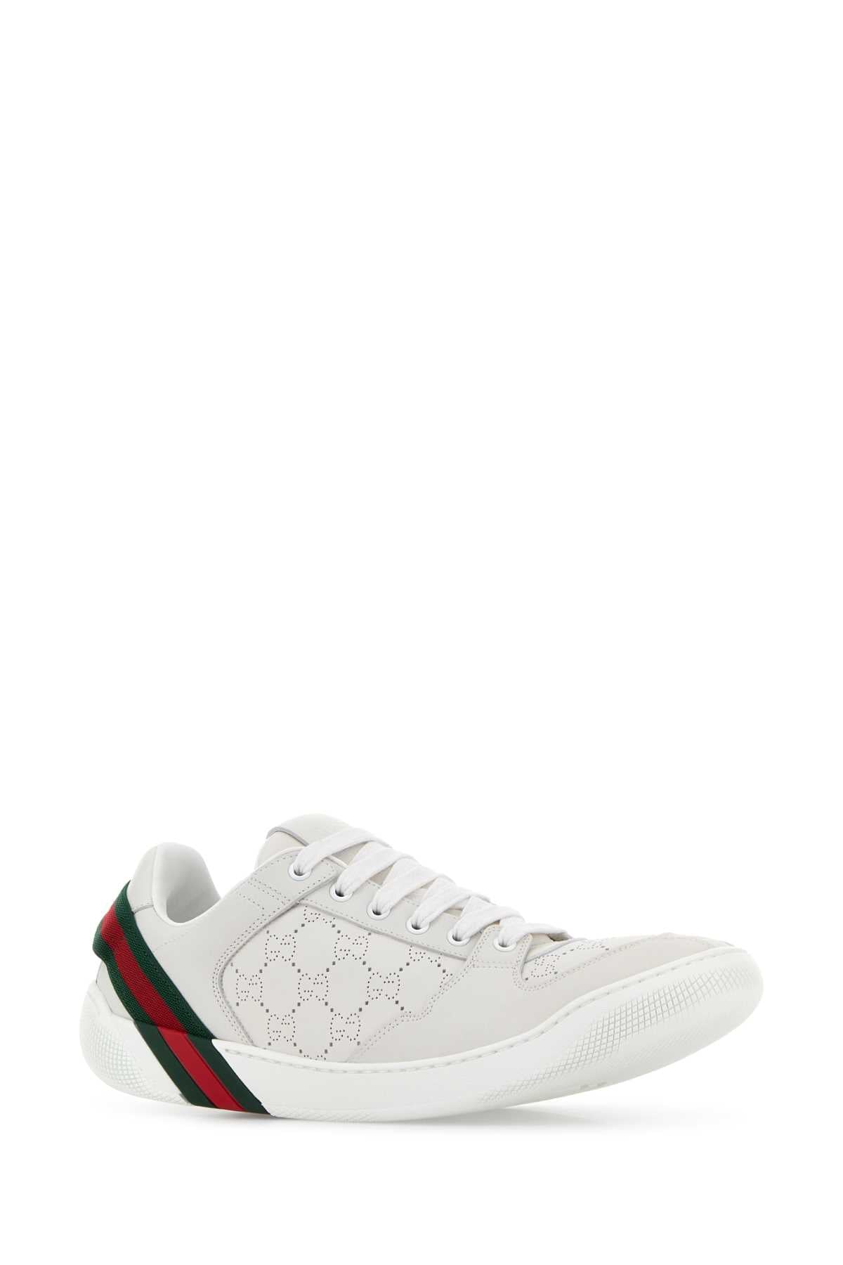 Gucci Men White Leather Screener Sneakers GUCCI