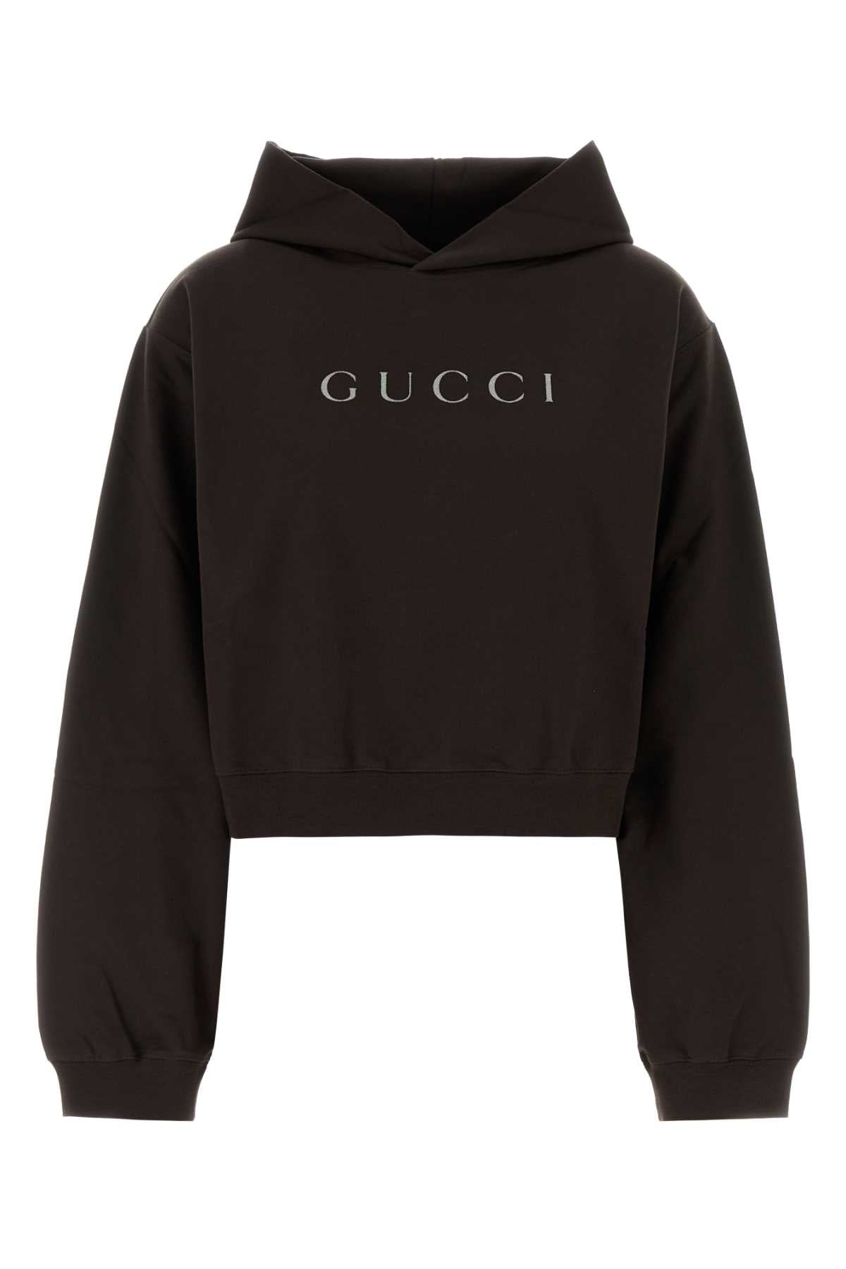 Gucci Women Chocolate Cotton Oversize Sweatshirt GUCCI