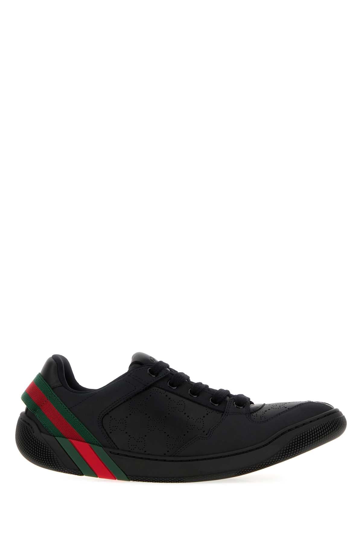 Gucci Women Black Leather Screener Sneakers GUCCI