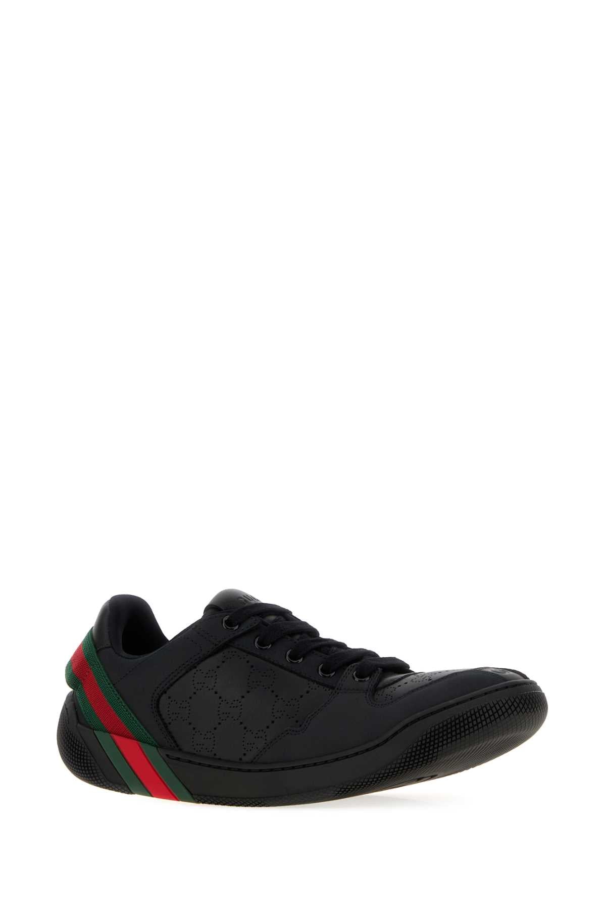 Gucci Women Black Leather Screener Sneakers GUCCI
