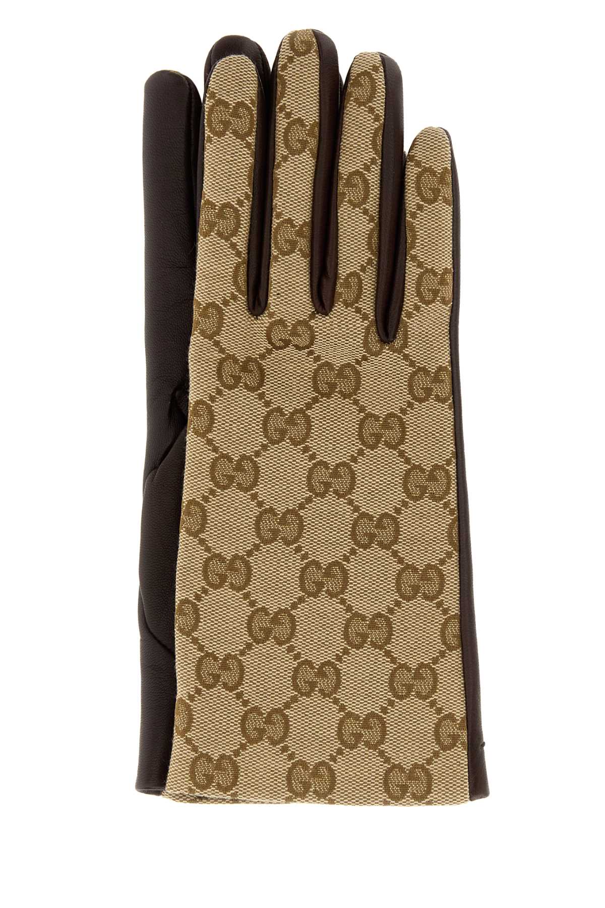 Gucci Women Gg Fabric And Leather Gloves GUCCI