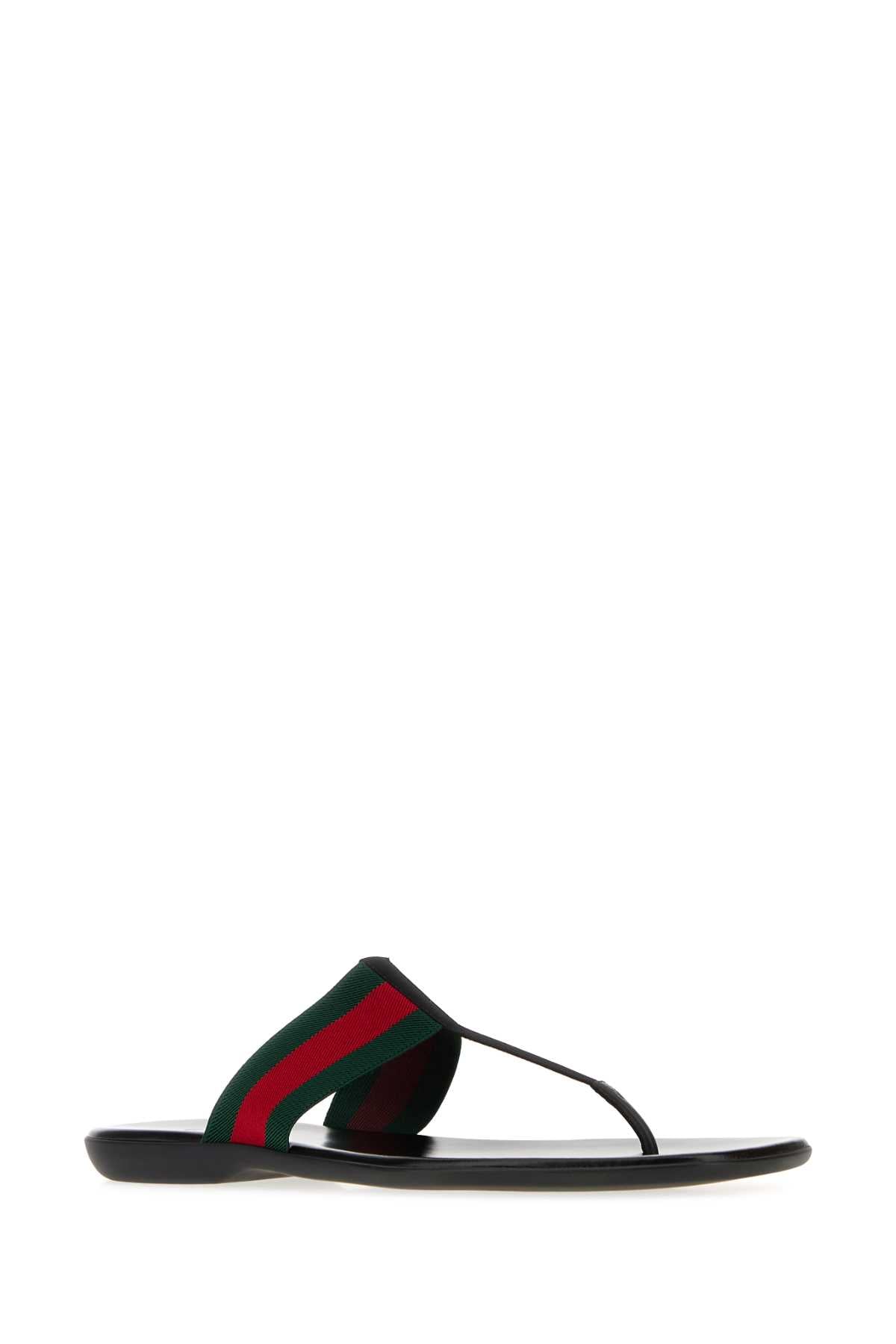 Gucci Men Multicolor Fabric Thong Slippers GUCCI