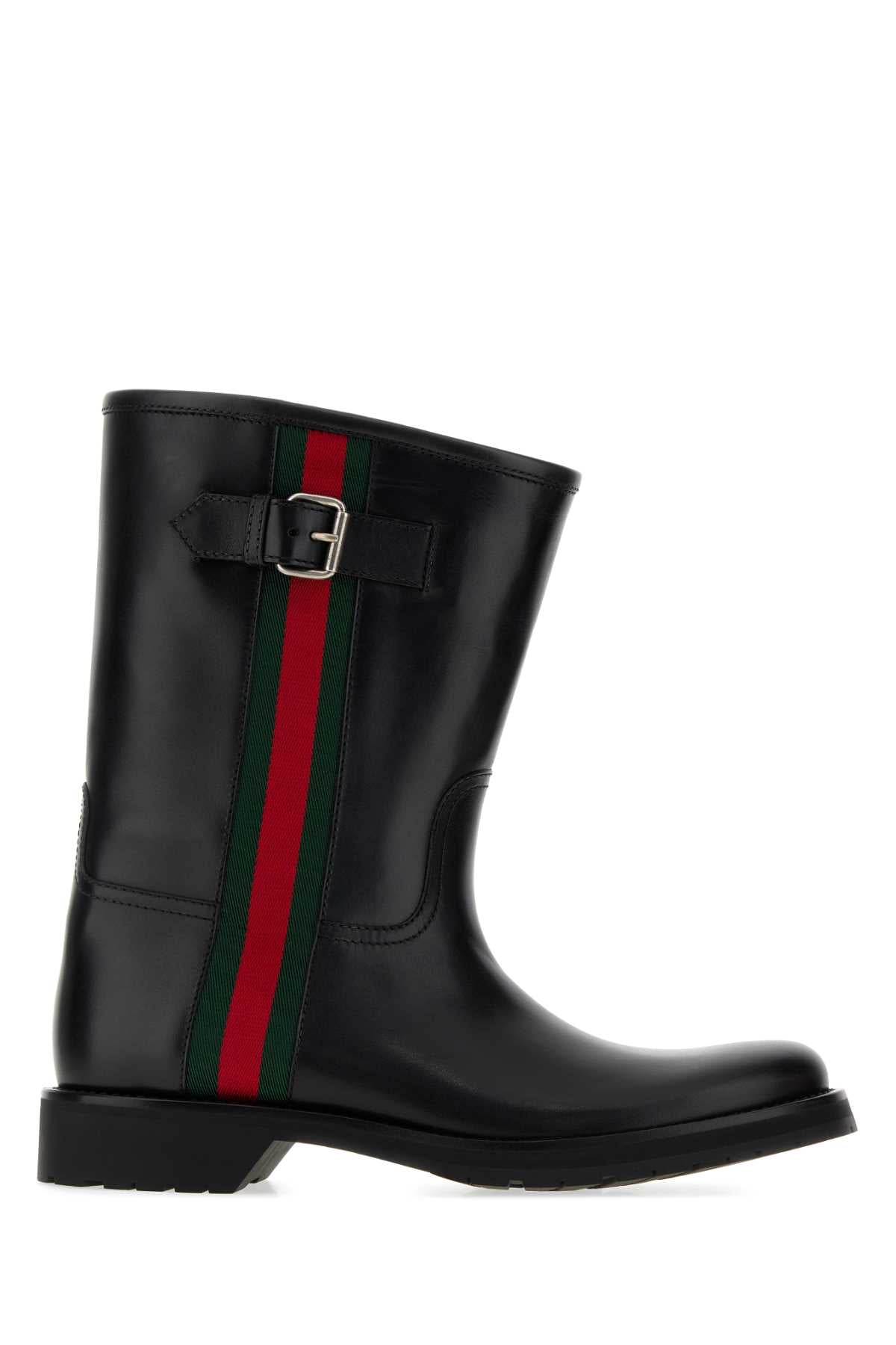 Gucci Men Black Leather Boots GUCCI
