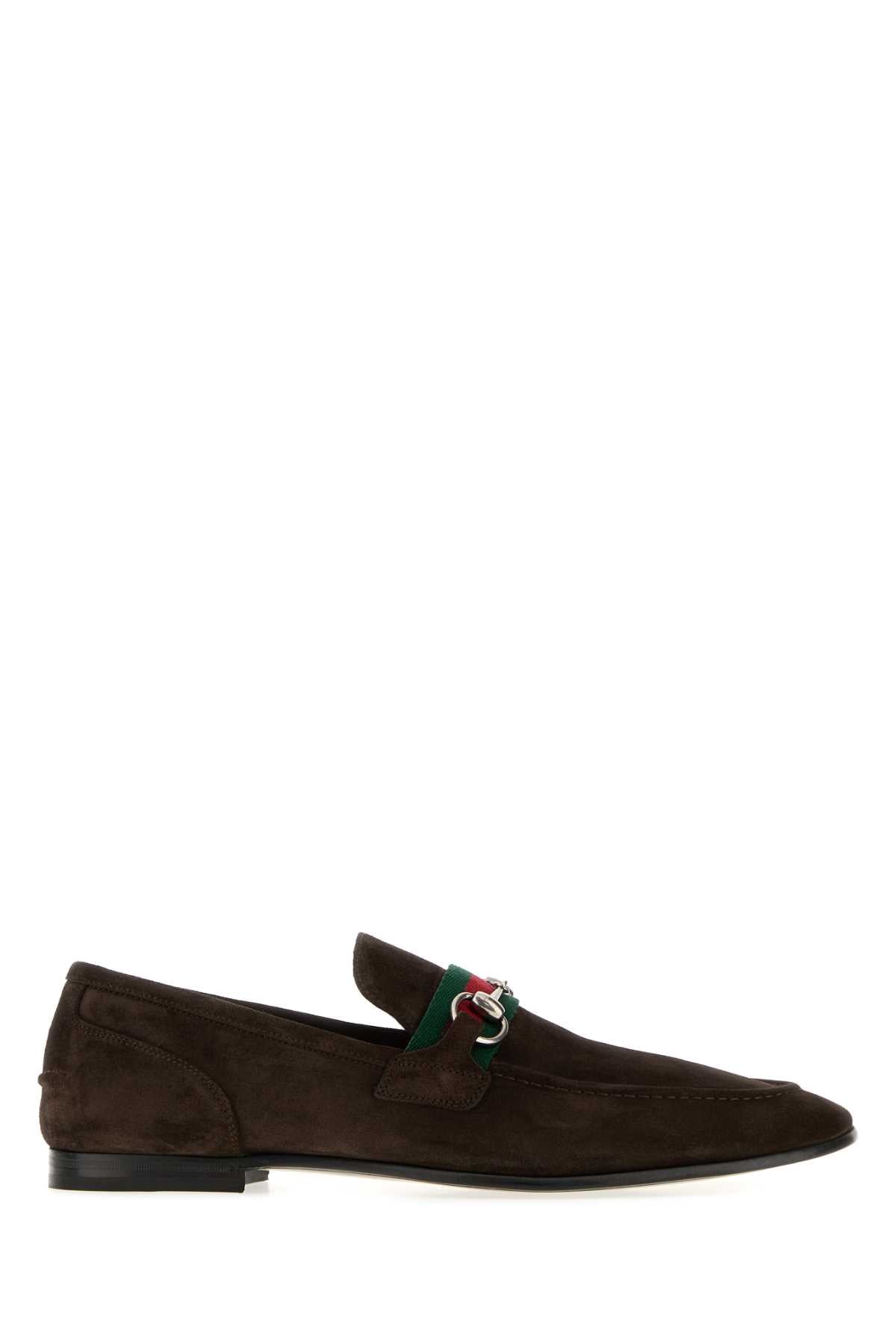 Gucci Men Chocolate Suede Gucci Come Loafers GUCCI