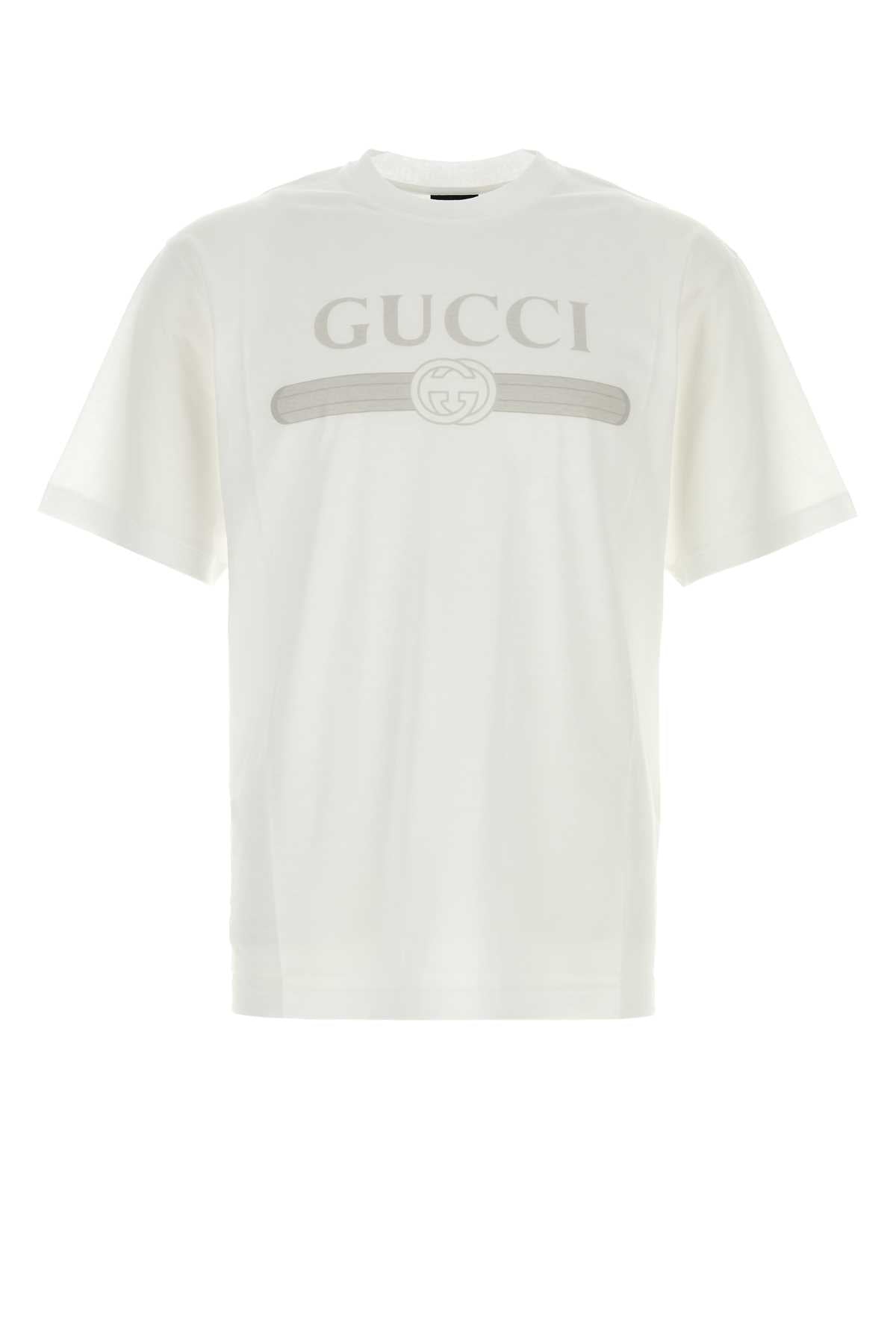 Gucci Men White Cotton T-Shirt GUCCI
