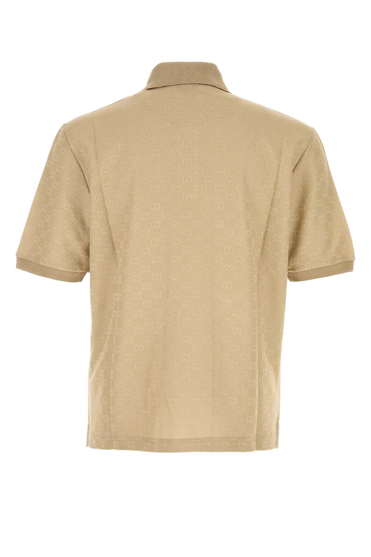 Gucci Men Beige Gg Jersey Polo Shirt GUCCI