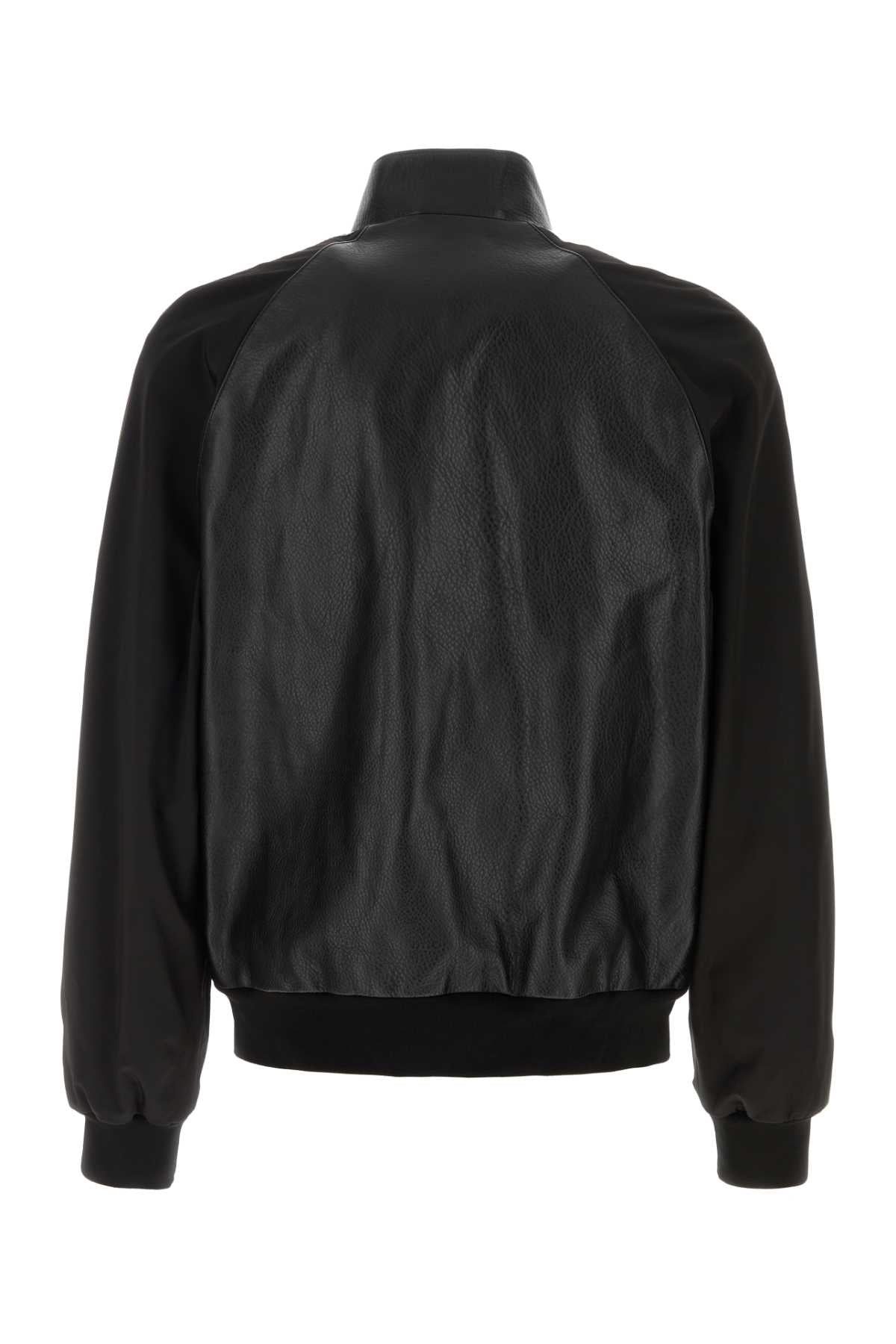 Gucci Men Black Leather Bomber Jacket GUCCI