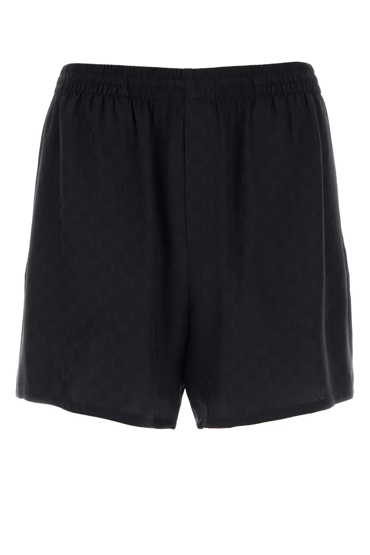 Gucci Men Black Gg Silk Bermuda Shorts GUCCI