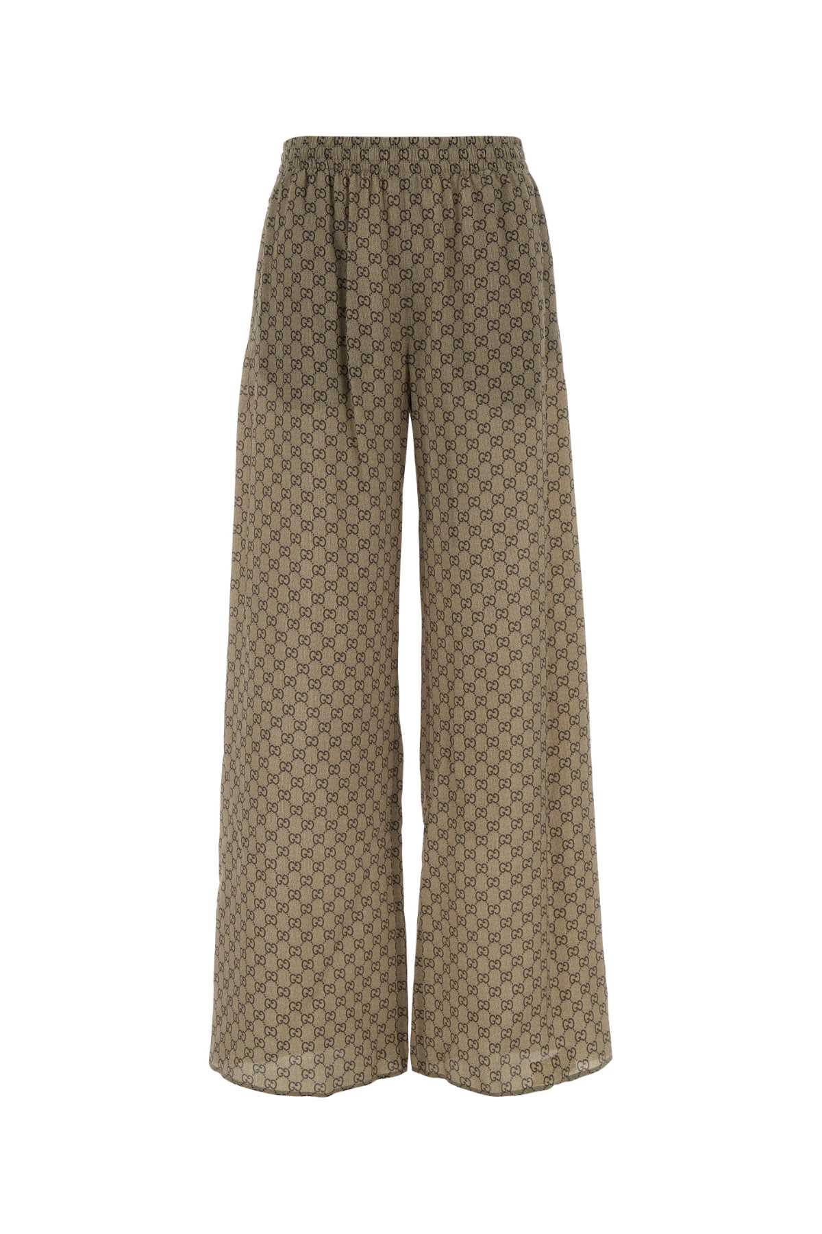 Gucci Women Printed Silk Wide-Leg Pant GUCCI