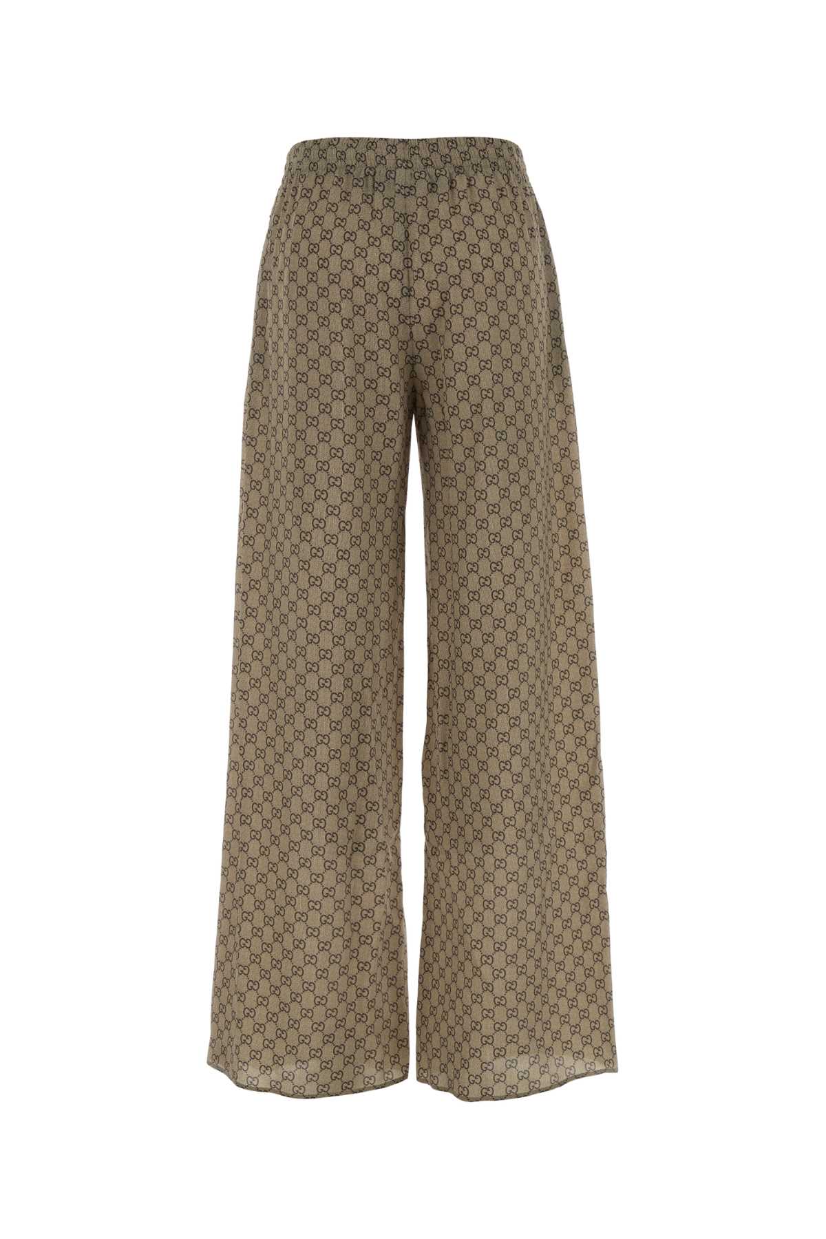 Gucci Women Printed Silk Wide-Leg Pant GUCCI