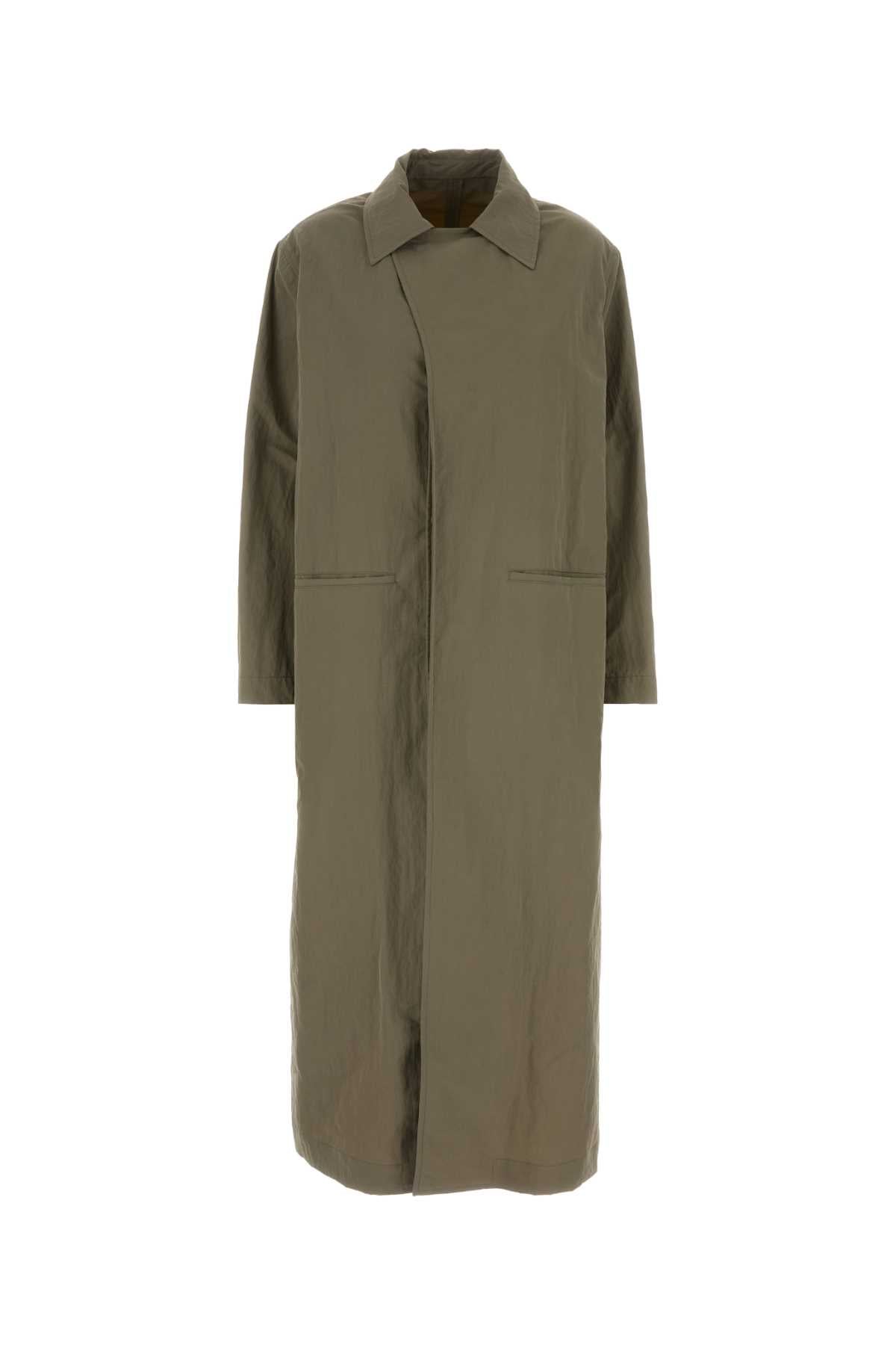 Gucci Women Army Green Cotton Trench Coat GUCCI