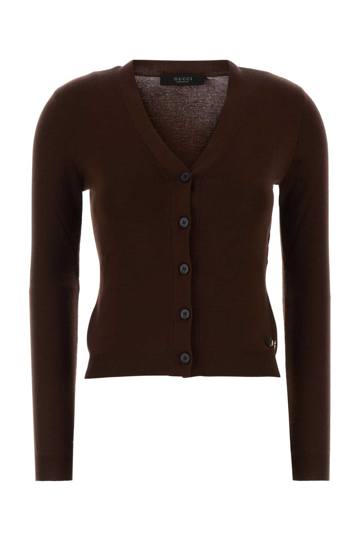 Gucci Women Brown Wool Cardigan GUCCI