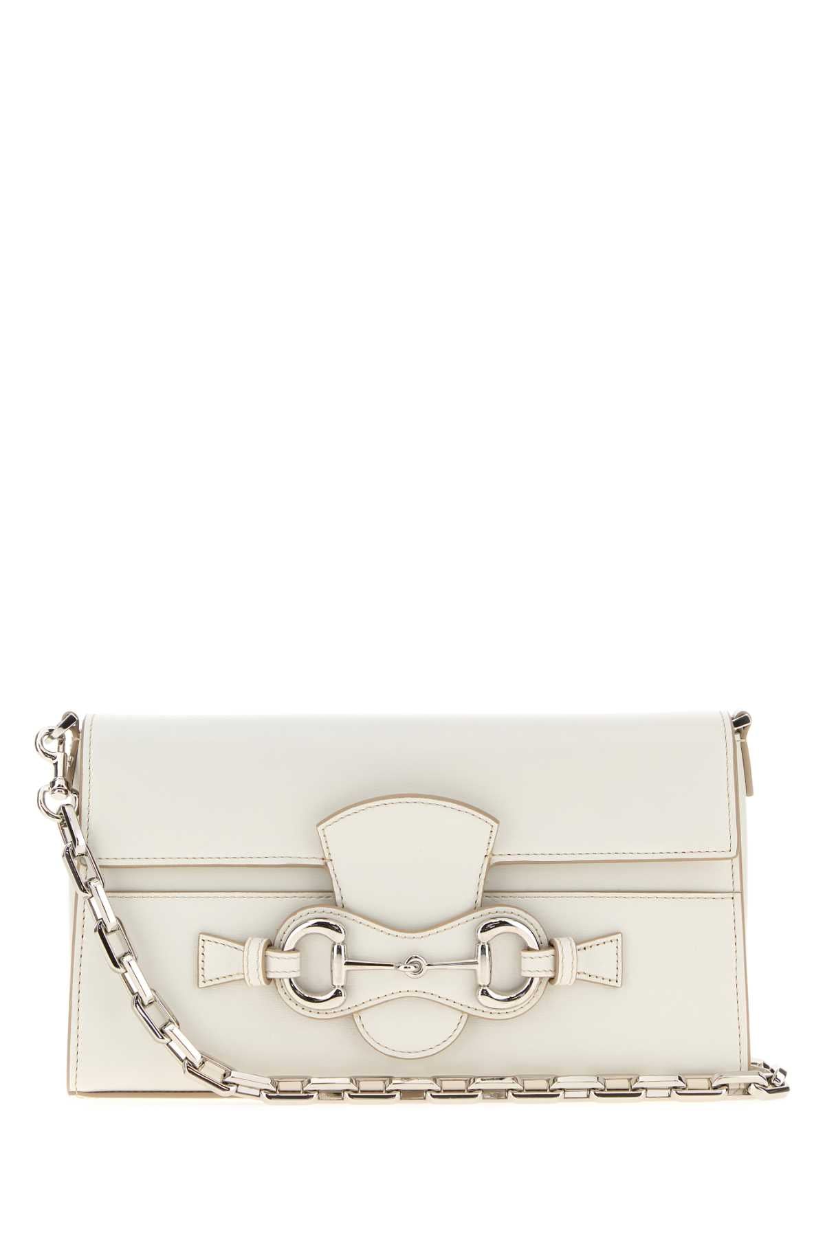 Gucci Women White Leather Medium Horsebit Ristretto Shoulder Bag GUCCI
