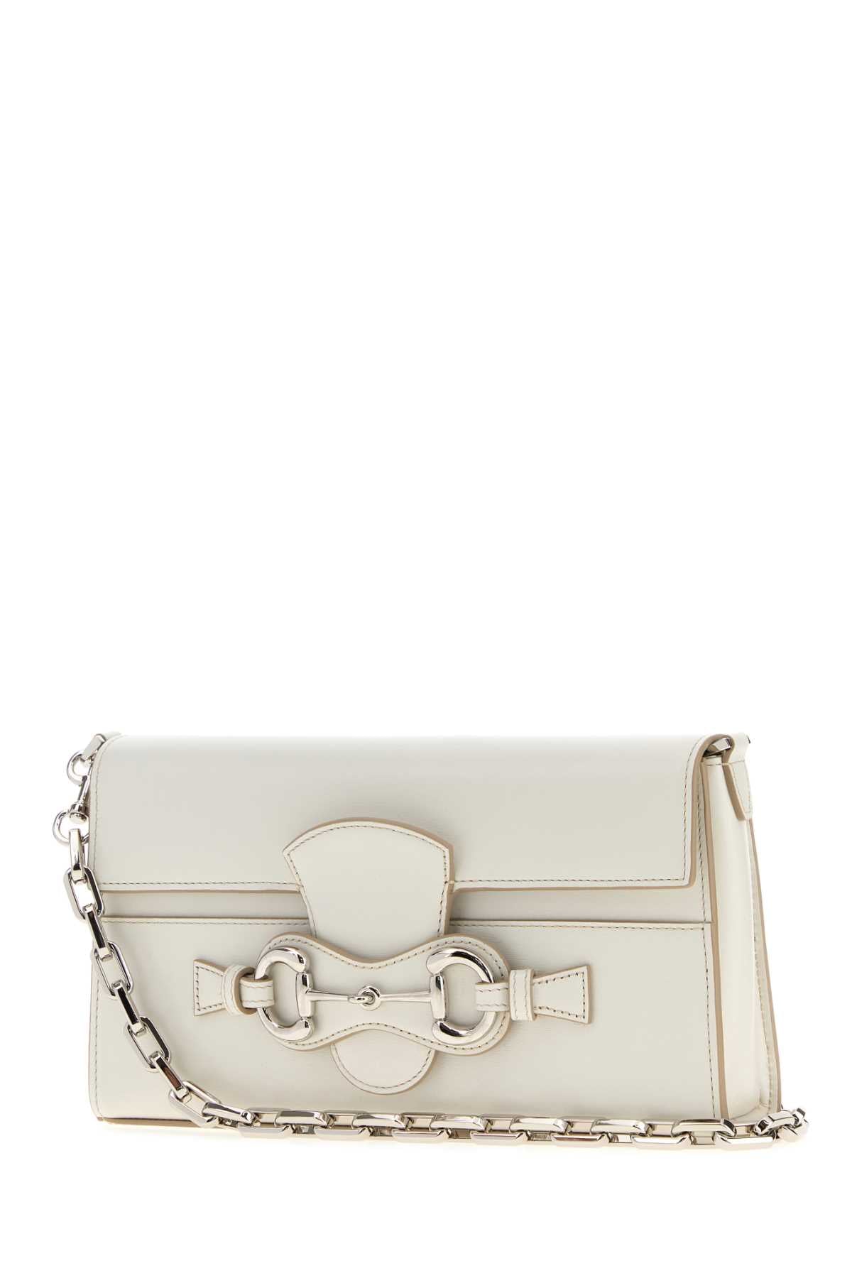 Gucci Women White Leather Medium Horsebit Ristretto Shoulder Bag GUCCI