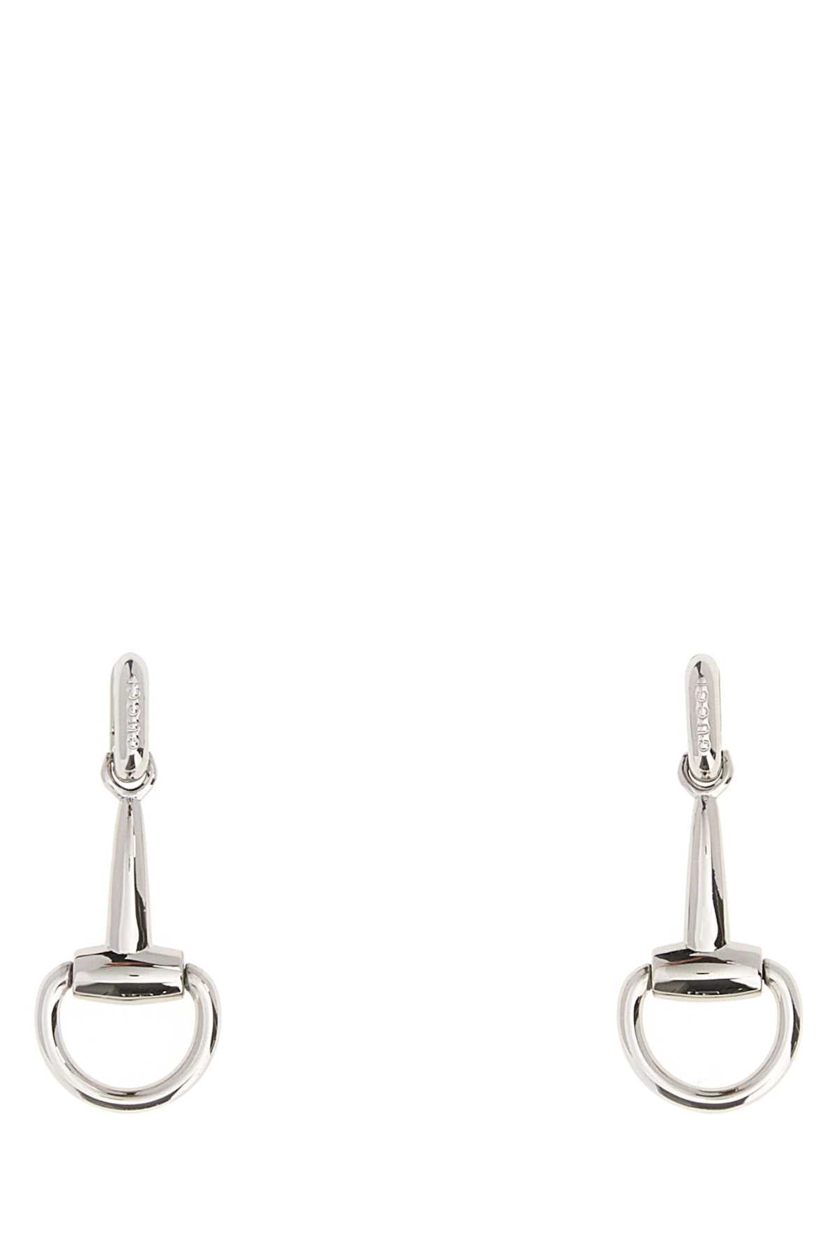 Gucci Women Silver Metal Horsebit Earrings GUCCI