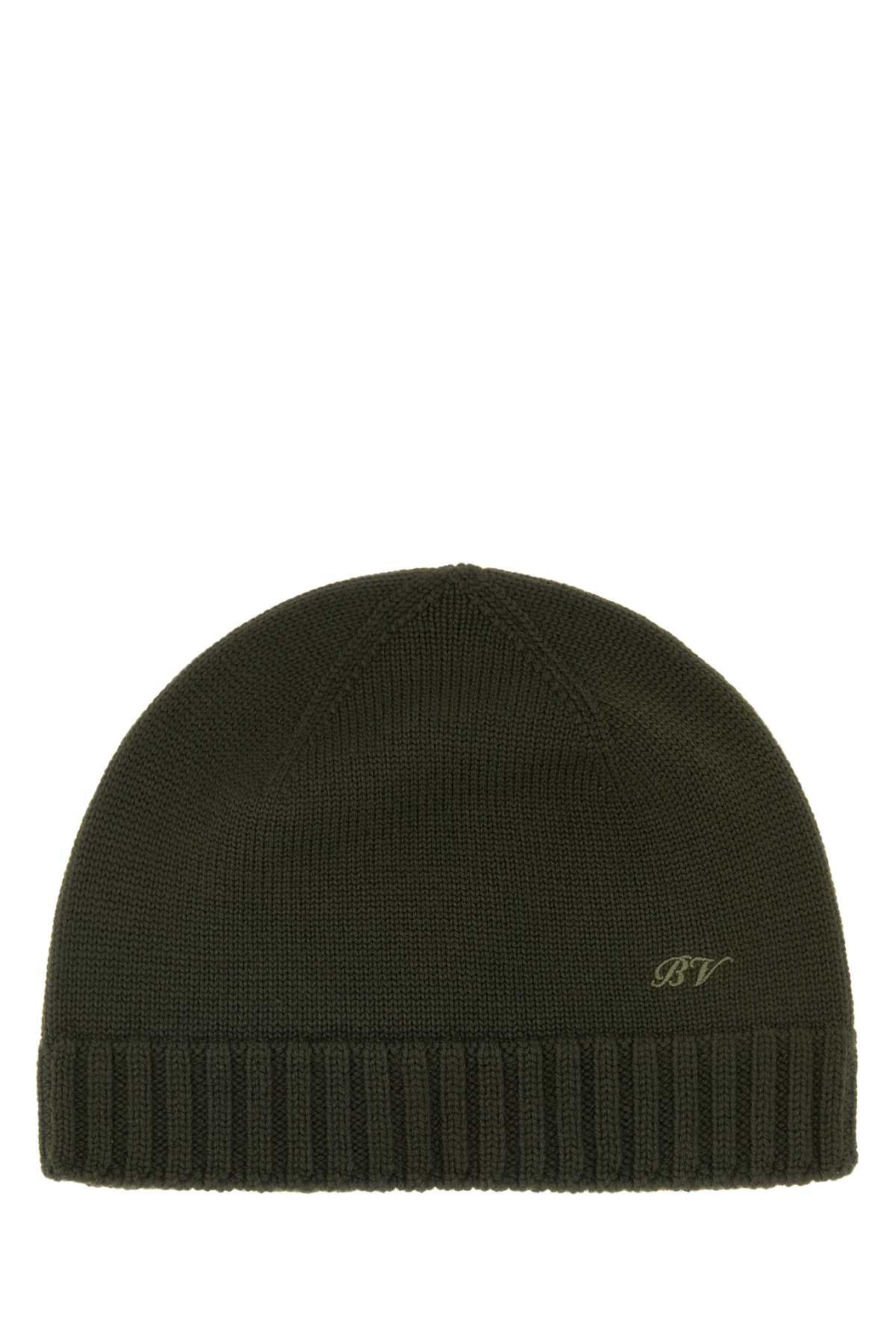 Bottega Veneta Men Olive Green Wool Beanie Hat BOTTEGA VENETA