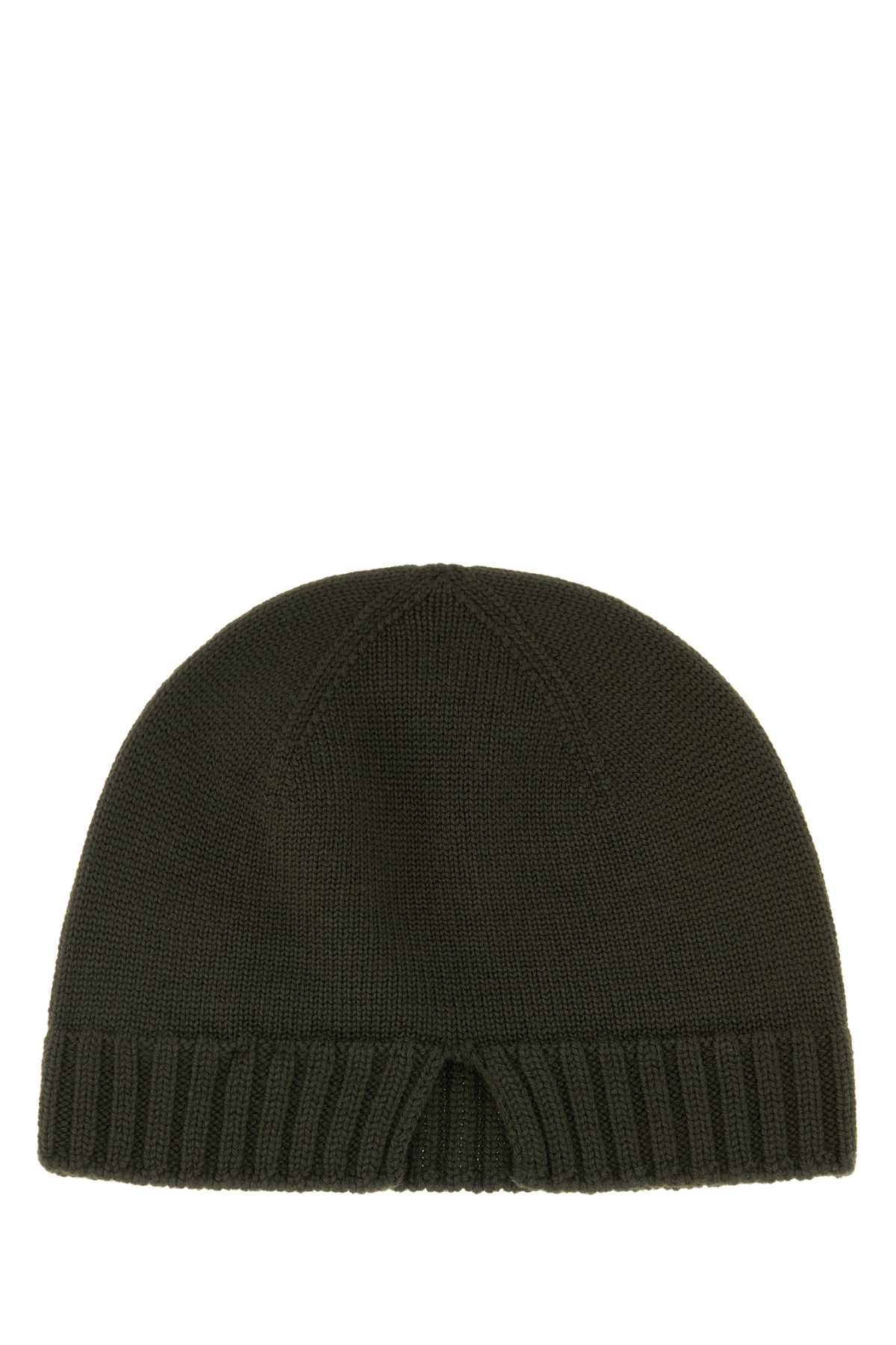 Bottega Veneta Men Olive Green Wool Beanie Hat BOTTEGA VENETA