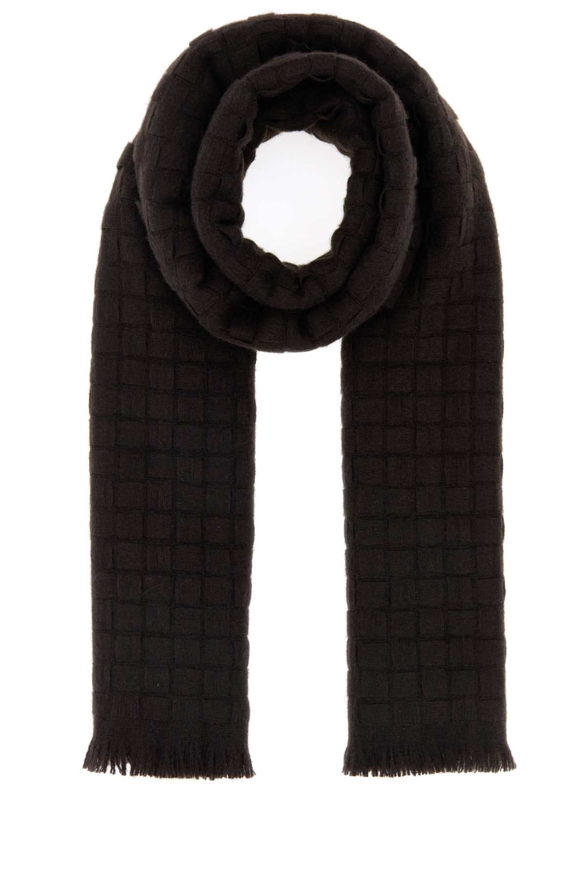 Bottega Veneta Men Dark Brown Cashmere Scarf BOTTEGA VENETA