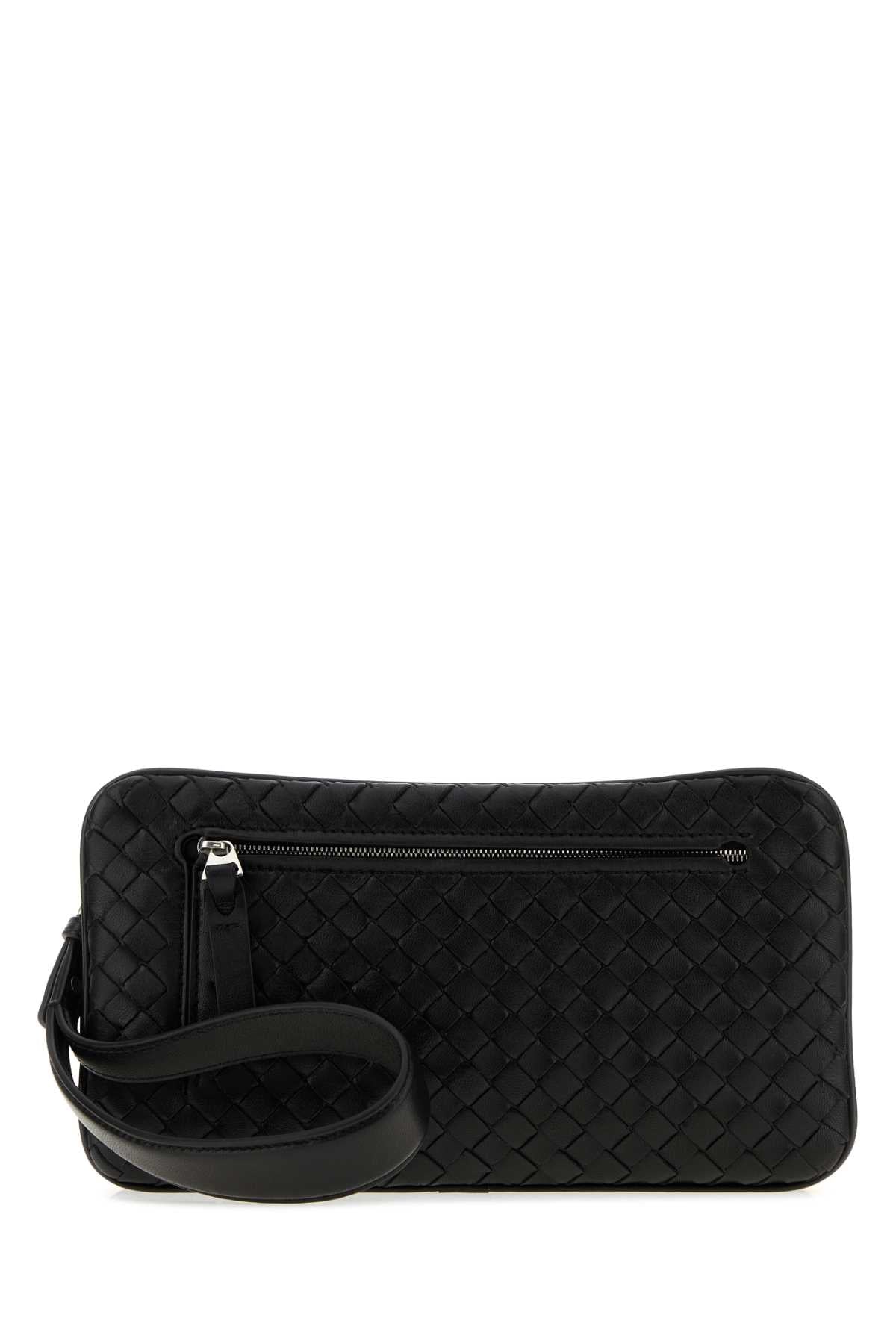 Bottega Veneta Men Black Leather Small Soffietto Clutch BOTTEGA VENETA