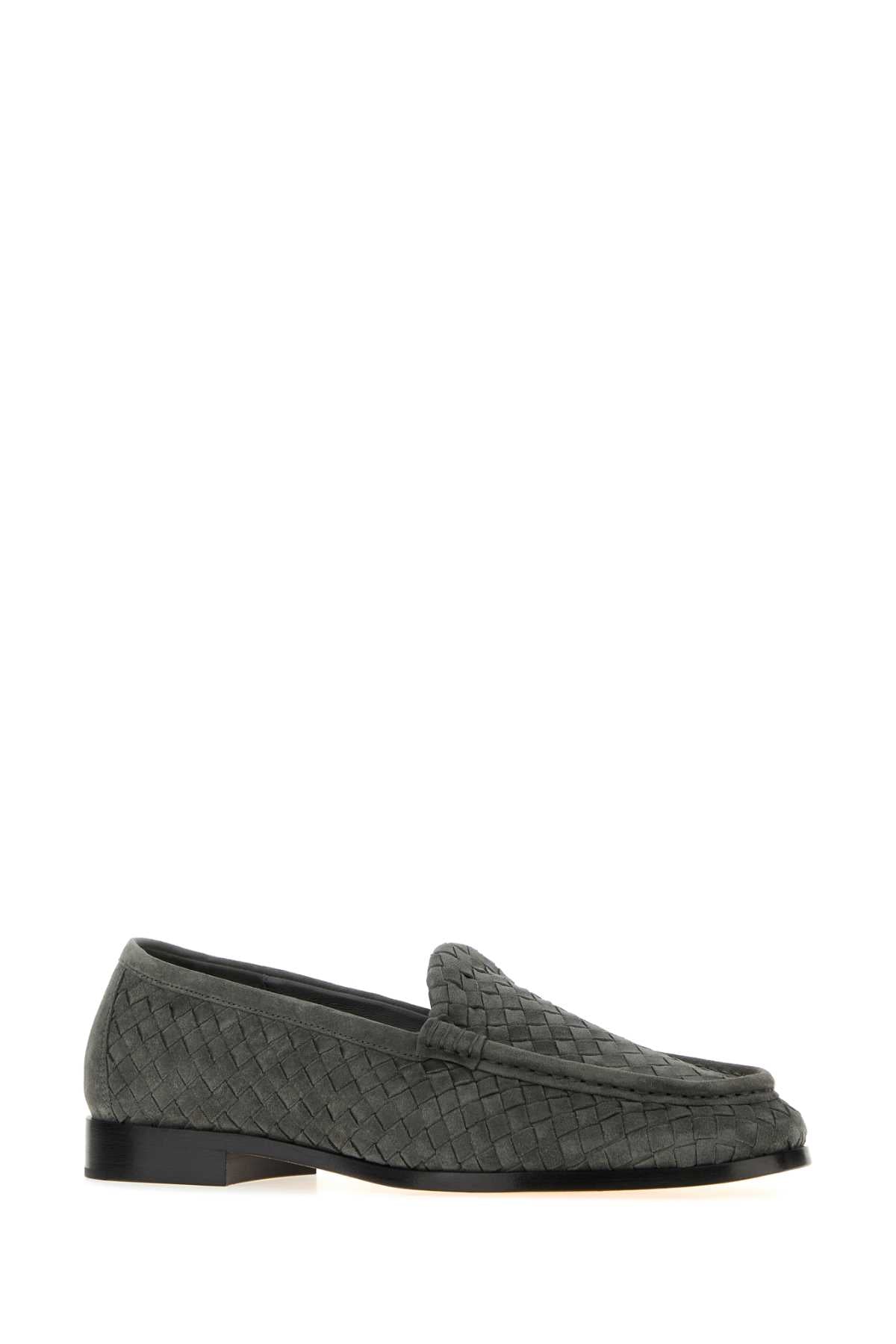 Bottega Veneta Men Grey Suede Silenzio Loafers BOTTEGA VENETA