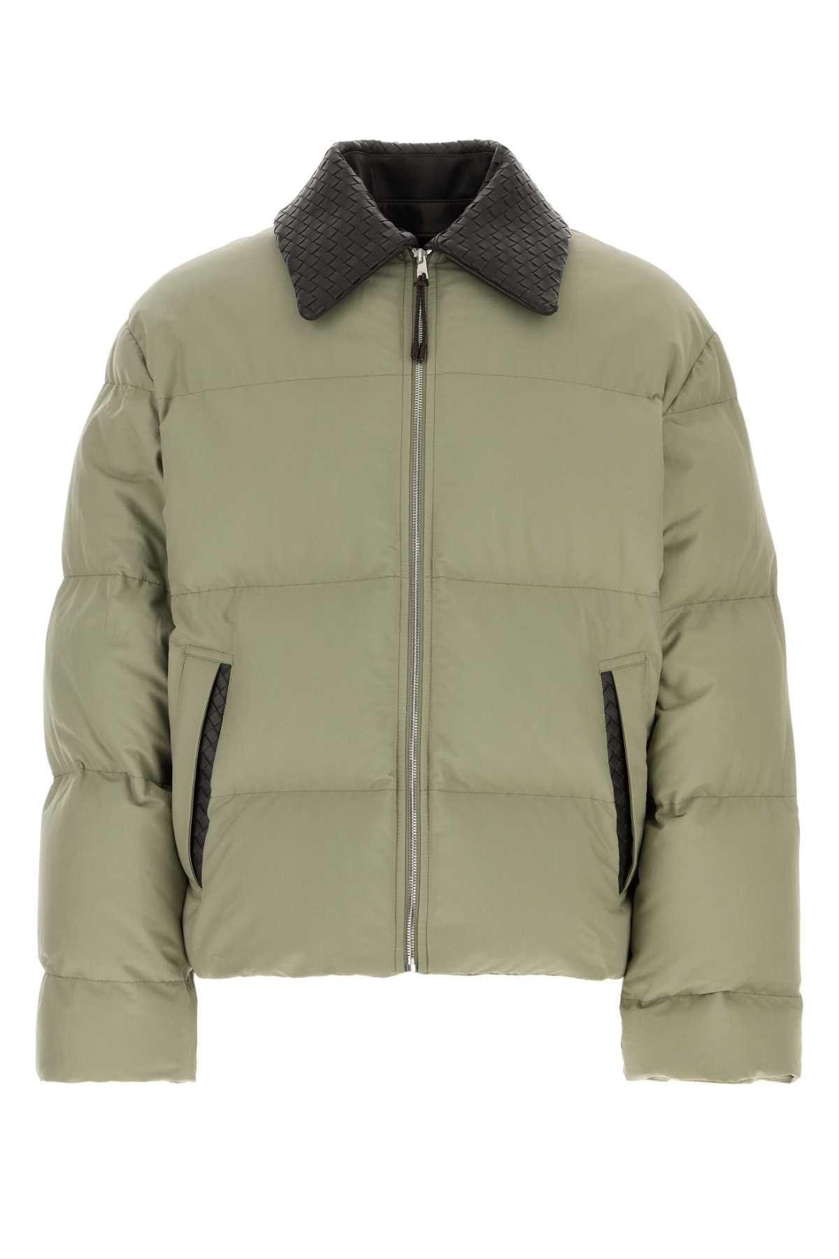 Bottega Veneta Men Sage Green Twill Down Jacket BOTTEGA VENETA