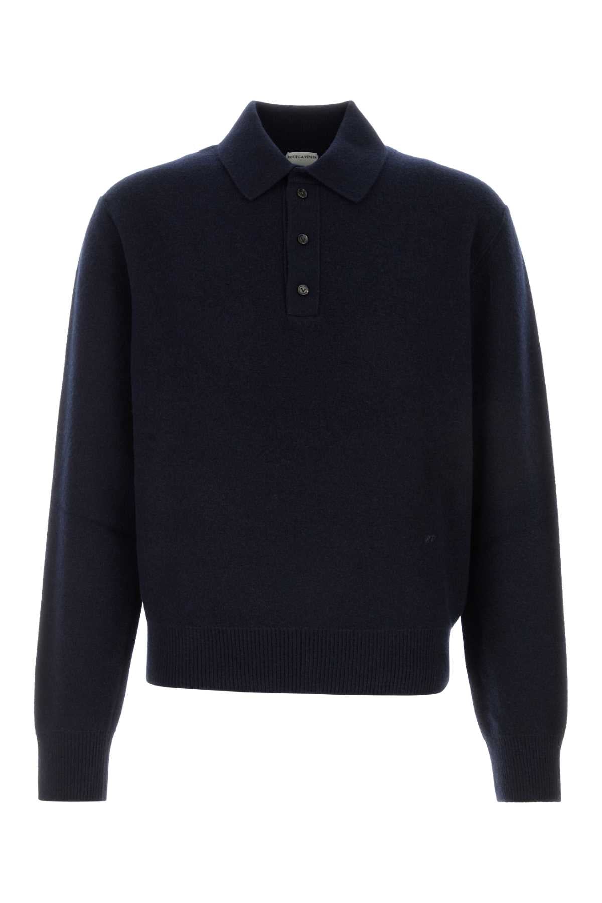 Bottega Veneta Men Midnight Blue Wool Blend Polo Shirt BOTTEGA VENETA