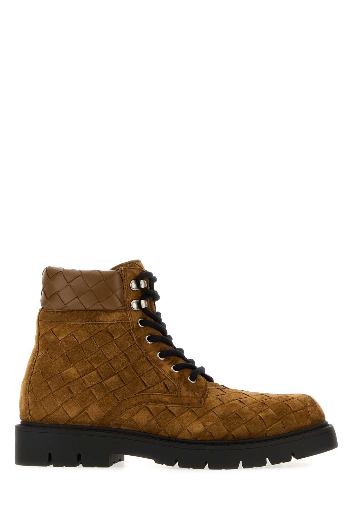 Bottega Veneta Men Camel Suede Haddock Ankle Boots BOTTEGA VENETA