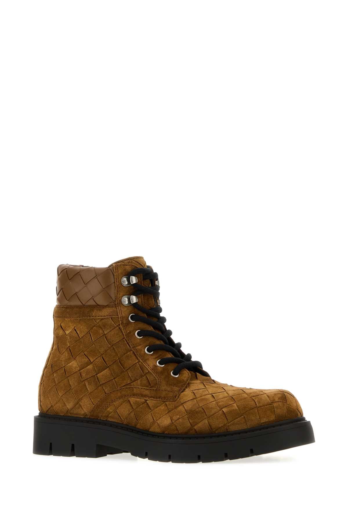 Bottega Veneta Men Camel Suede Haddock Ankle Boots BOTTEGA VENETA