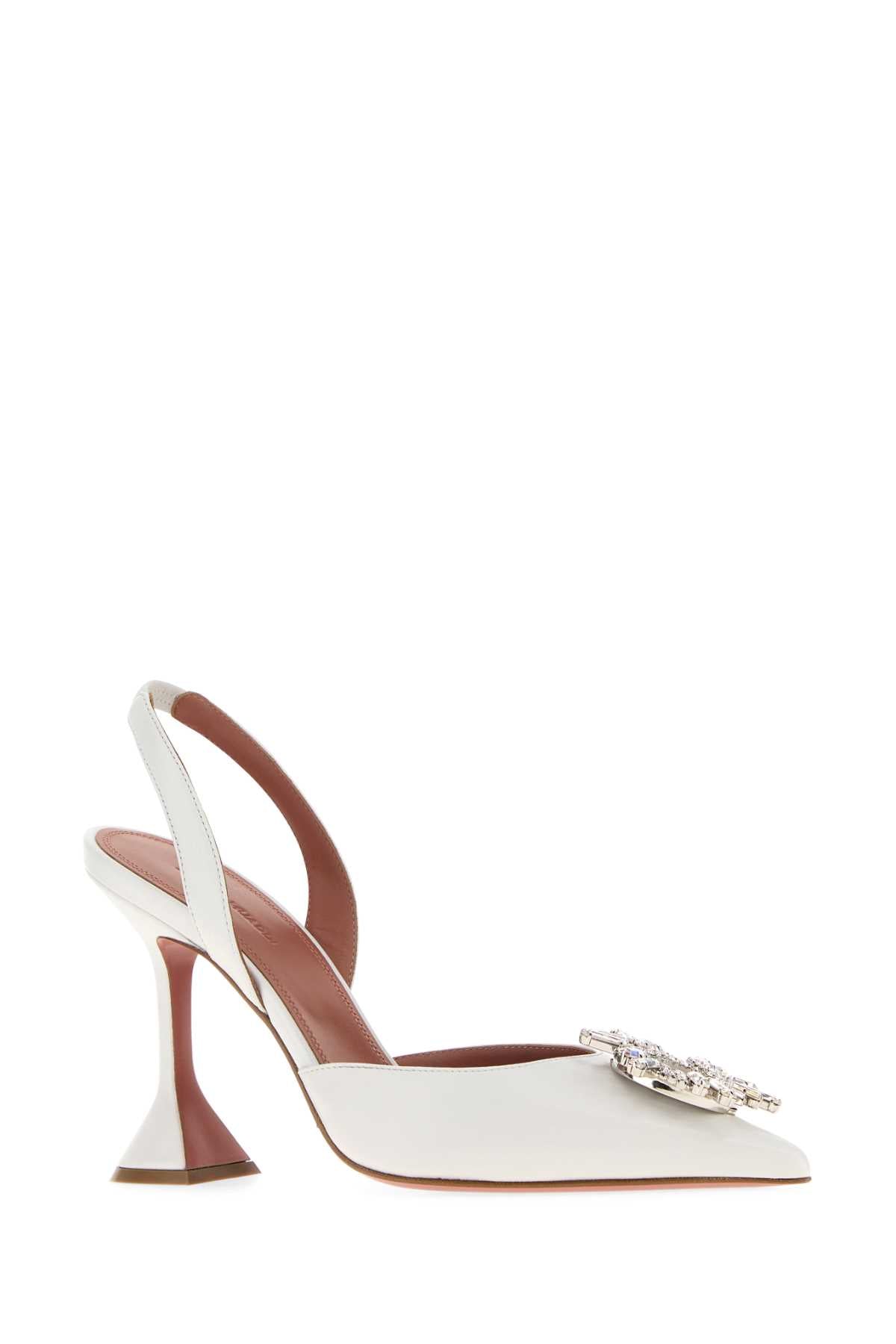 Amina Muaddi Women White Nappa Leather Begum Pumps AMINA MUADDI
