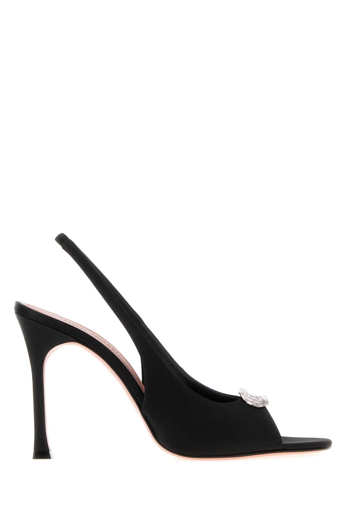 Amina Muaddi Women Black Satin Mini Camelia Sandals AMINA MUADDI