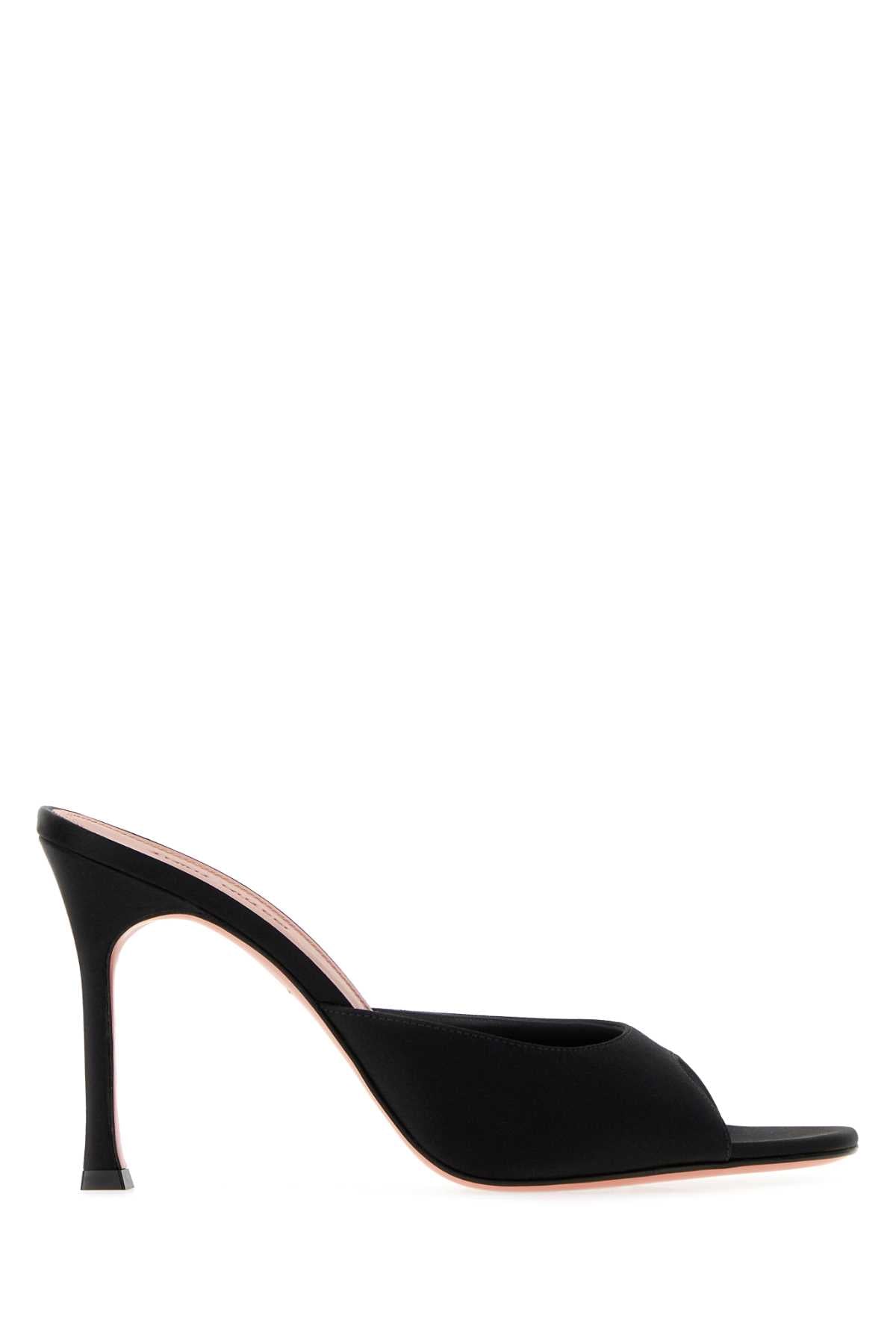 Amina Muaddi Women Black Satin Alexa Mules AMINA MUADDI