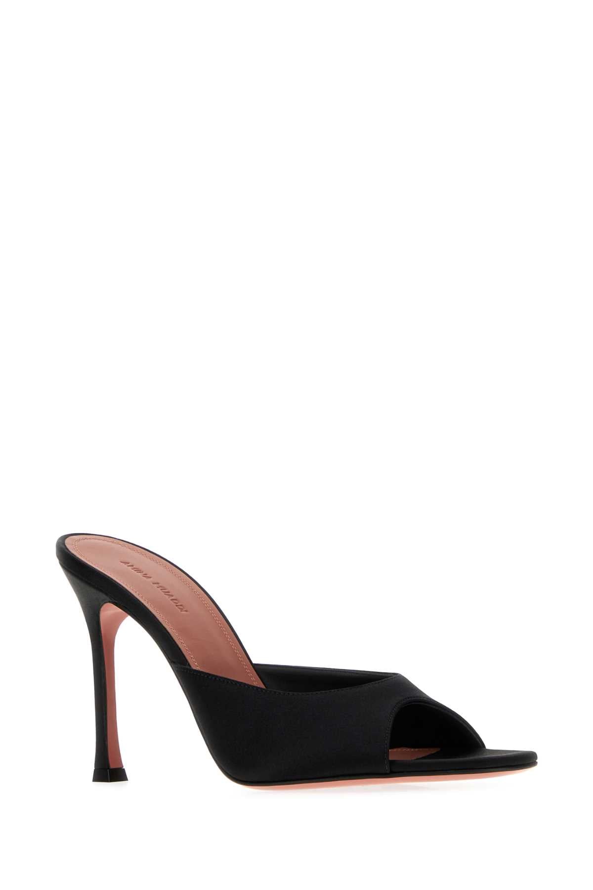 Amina Muaddi Women Black Satin Alexa Mules AMINA MUADDI